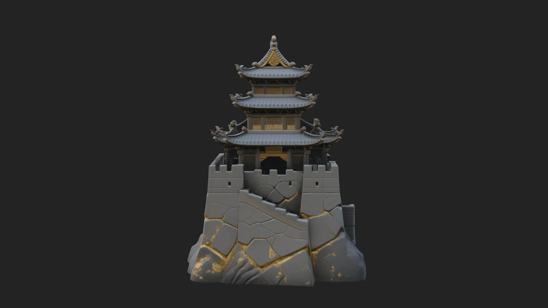 Fortified Pagoda Tower Design 1 3D Print Model 3D Model