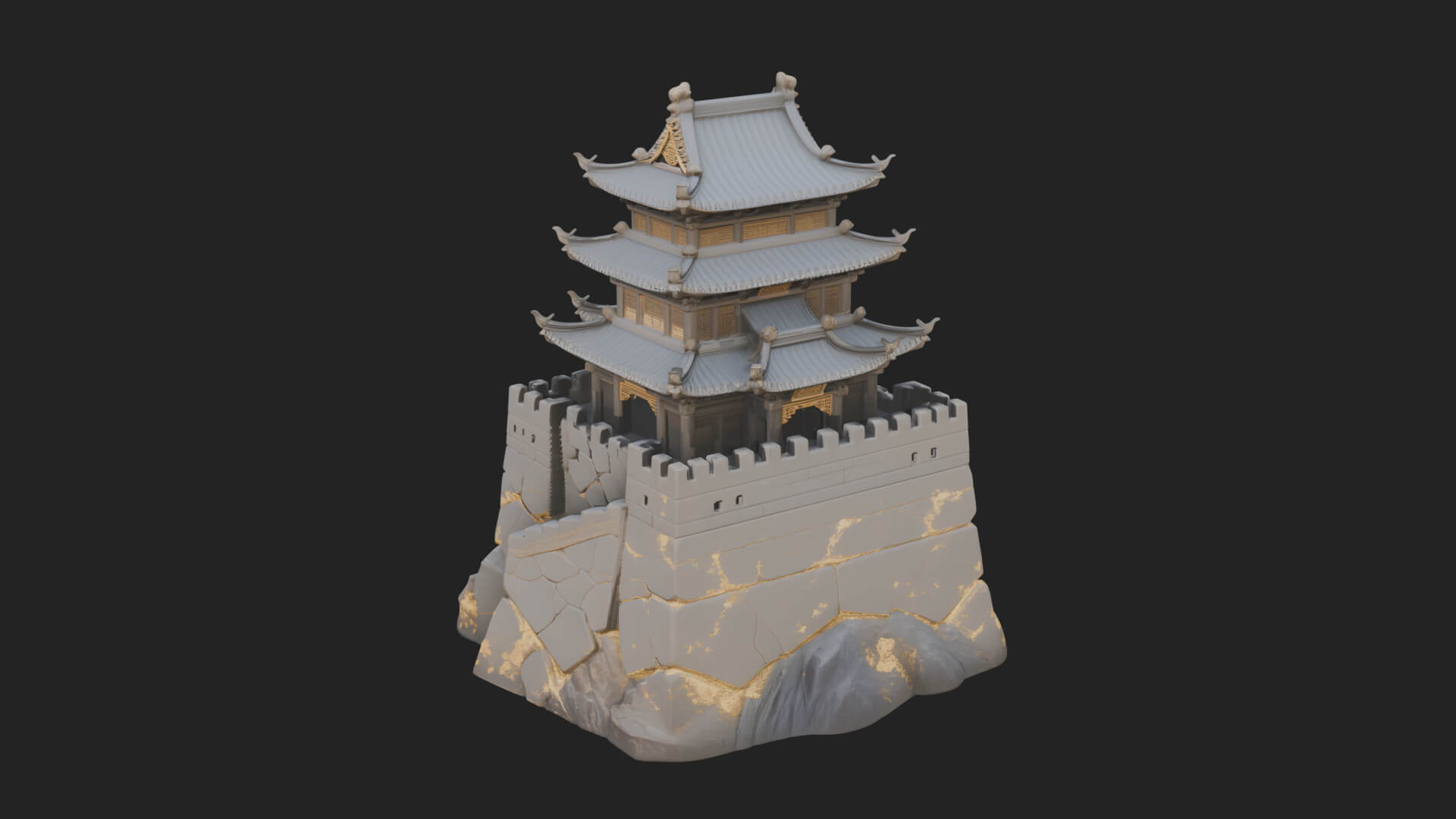 Fortified Pagoda Tower Design 1 3D Print Model 3D Model