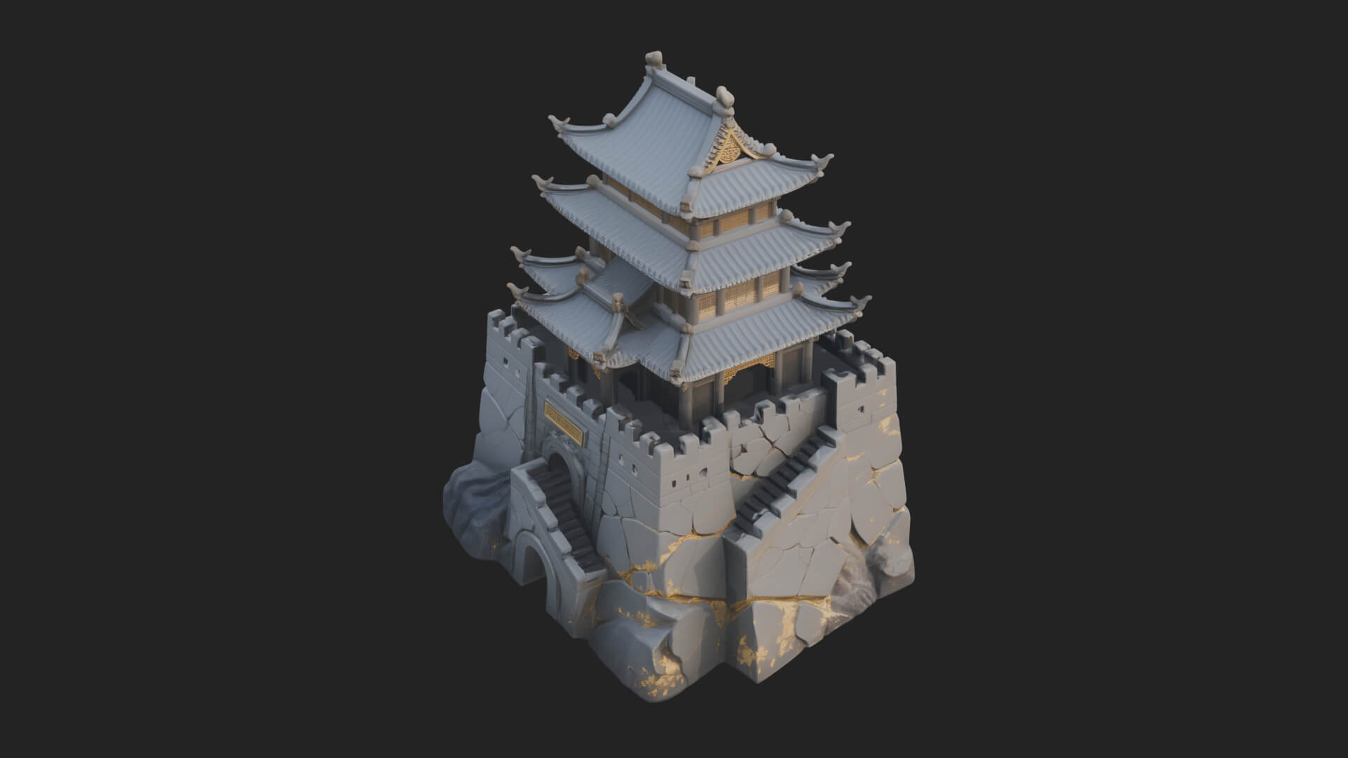 Fortified Pagoda Tower Design 1 3D Print Model 3D Model