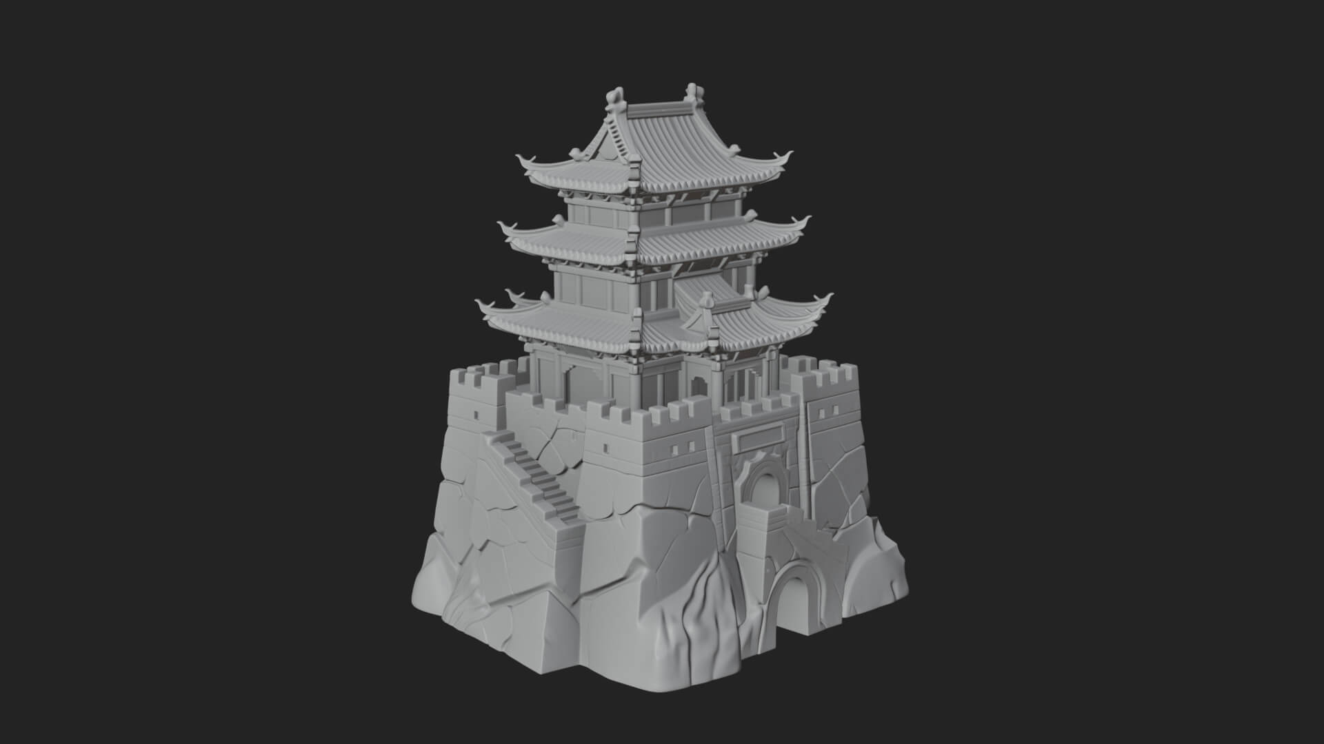 Fortified Pagoda Tower Design 1 3D Print Model 3D Model