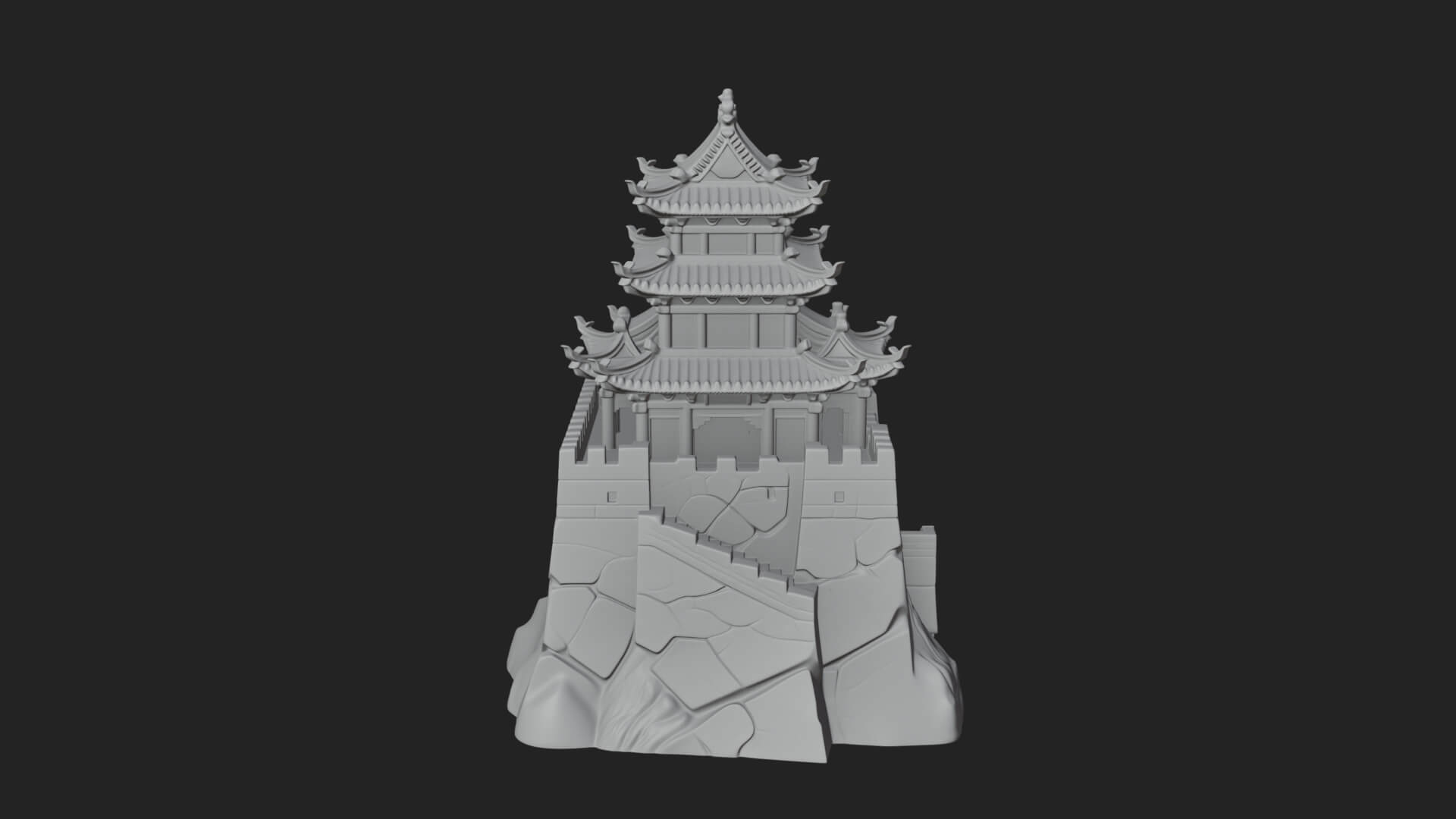 Fortified Pagoda Tower Design 1 3D Print Model 3D Model