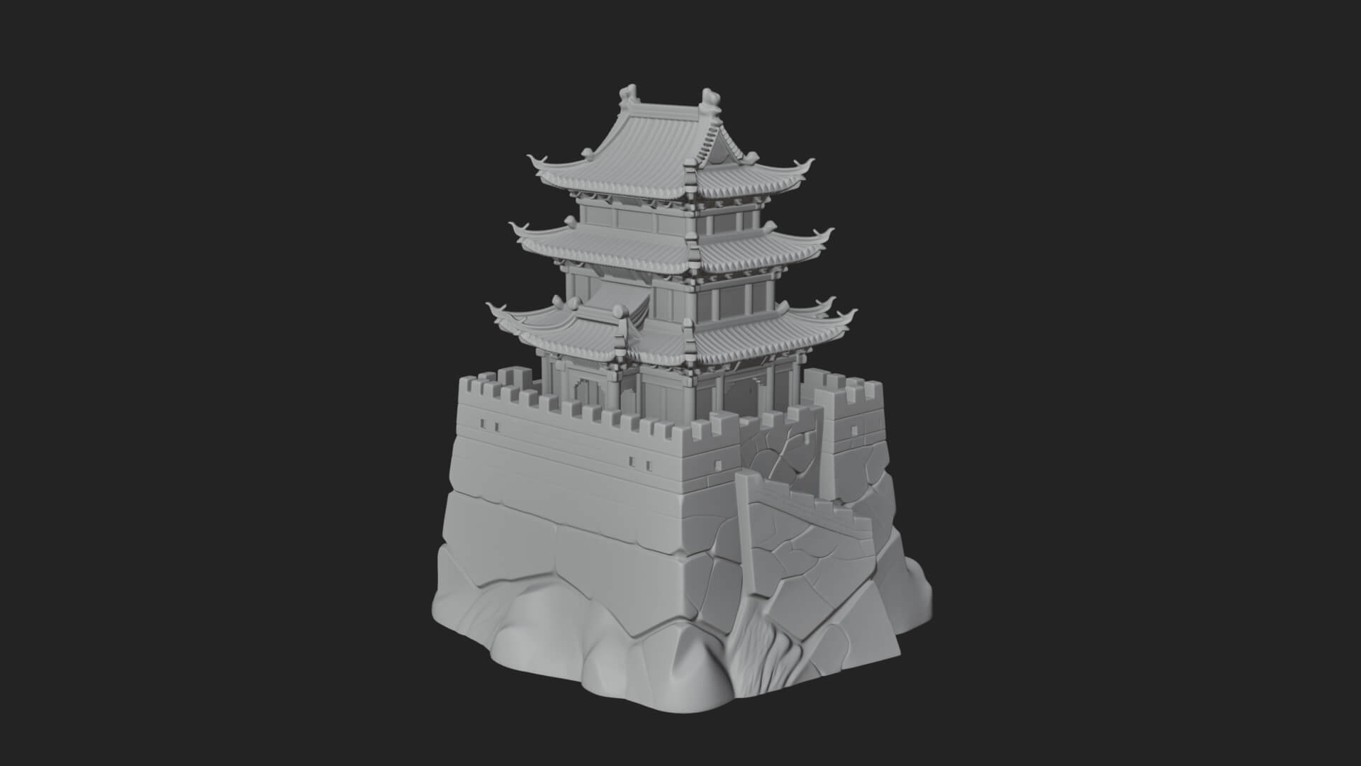 Fortified Pagoda Tower Design 1 3D Print Model 3D Model