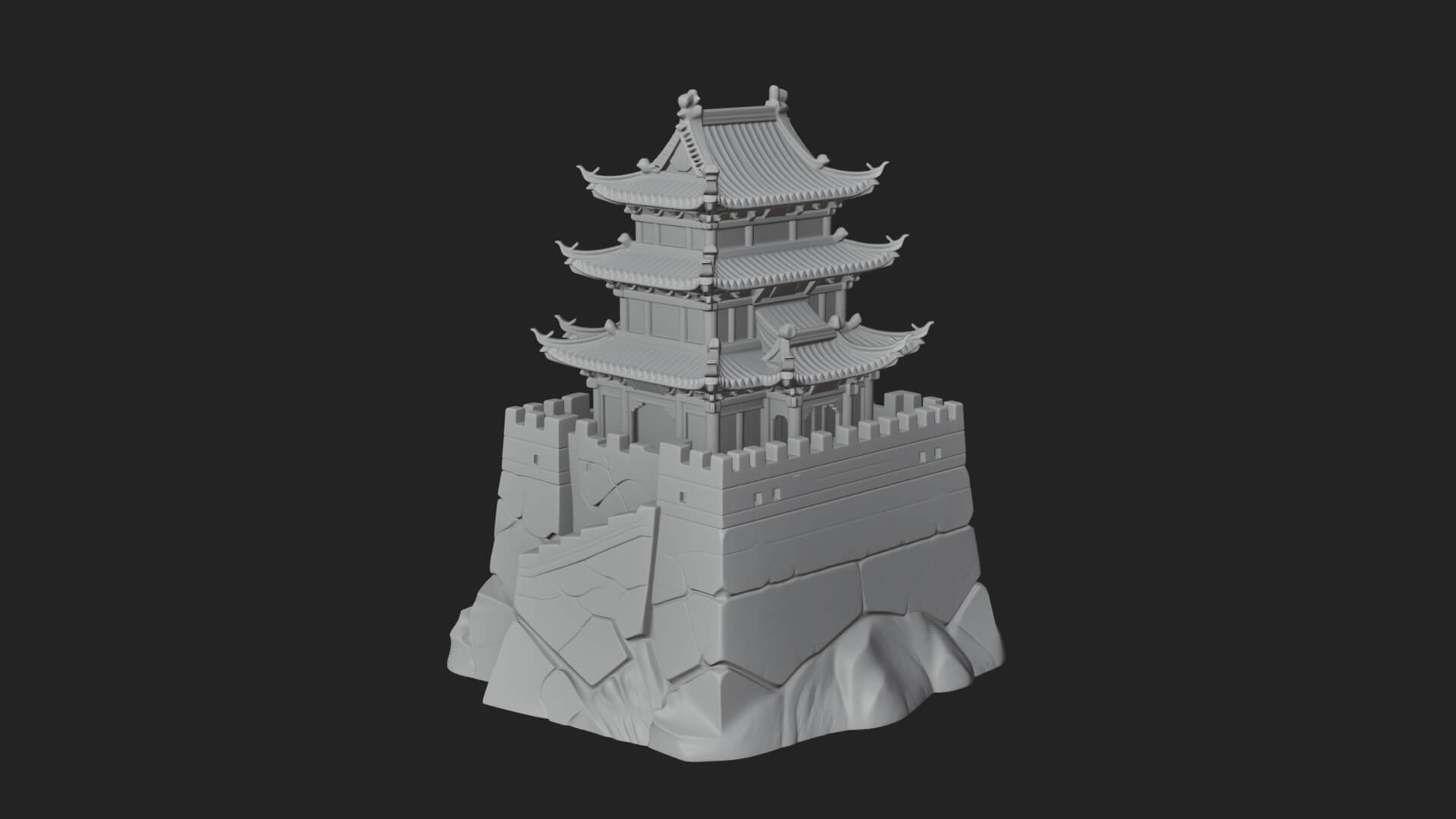 Fortified Pagoda Tower Design 1 3D Print Model 3D Model