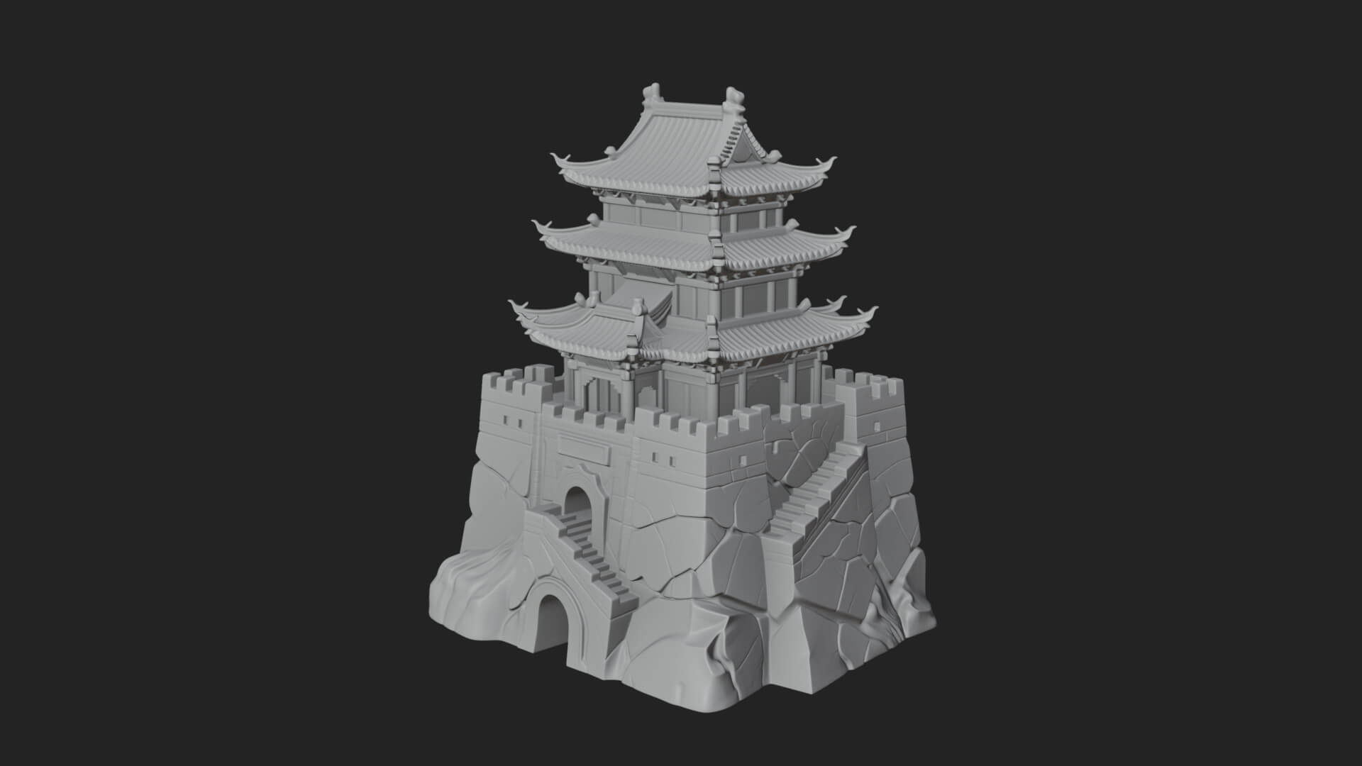 Fortified Pagoda Tower Design 1 3D Print Model 3D Model
