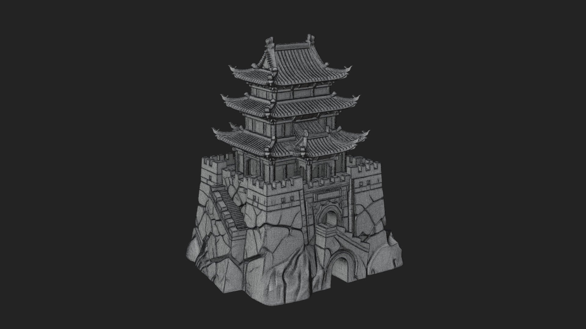 Fortified Pagoda Tower Design 1 3D Print Model 3D Model