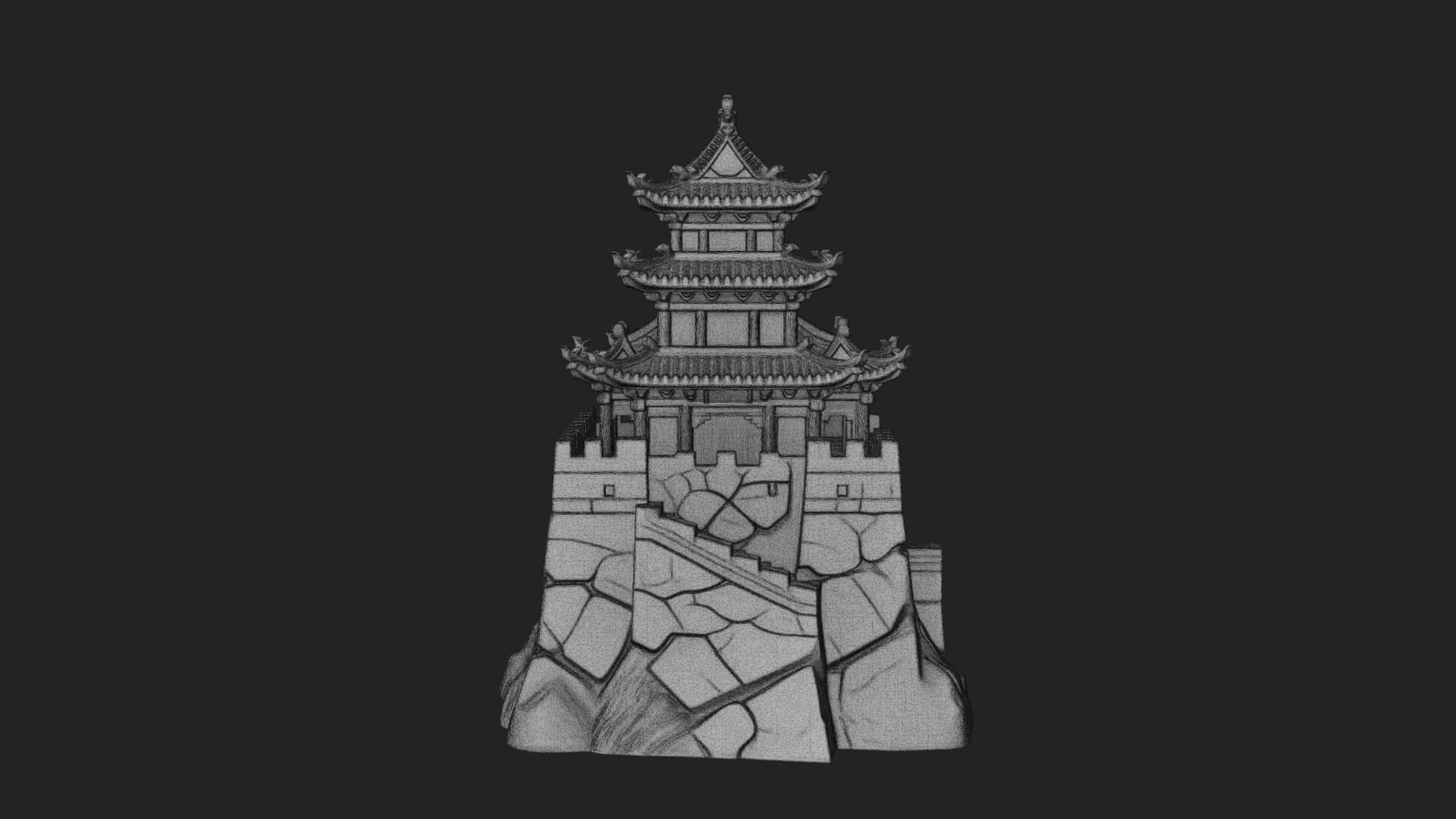 Fortified Pagoda Tower Design 1 3D Print Model 3D Model