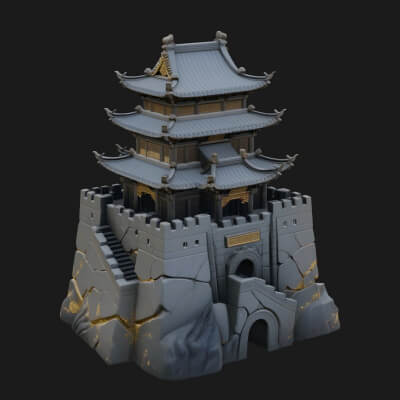 Fortified Pagoda Tower Design 1 3D Print Model