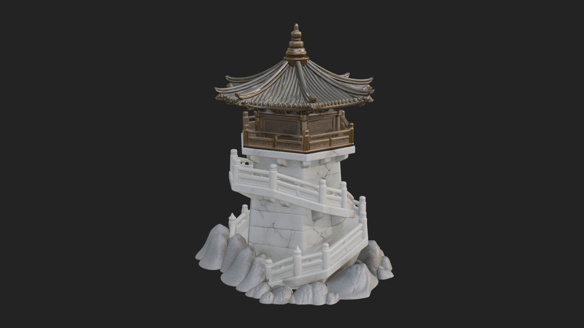 Fortified Pagoda Tower Design 10 3D Print Model 3D Model