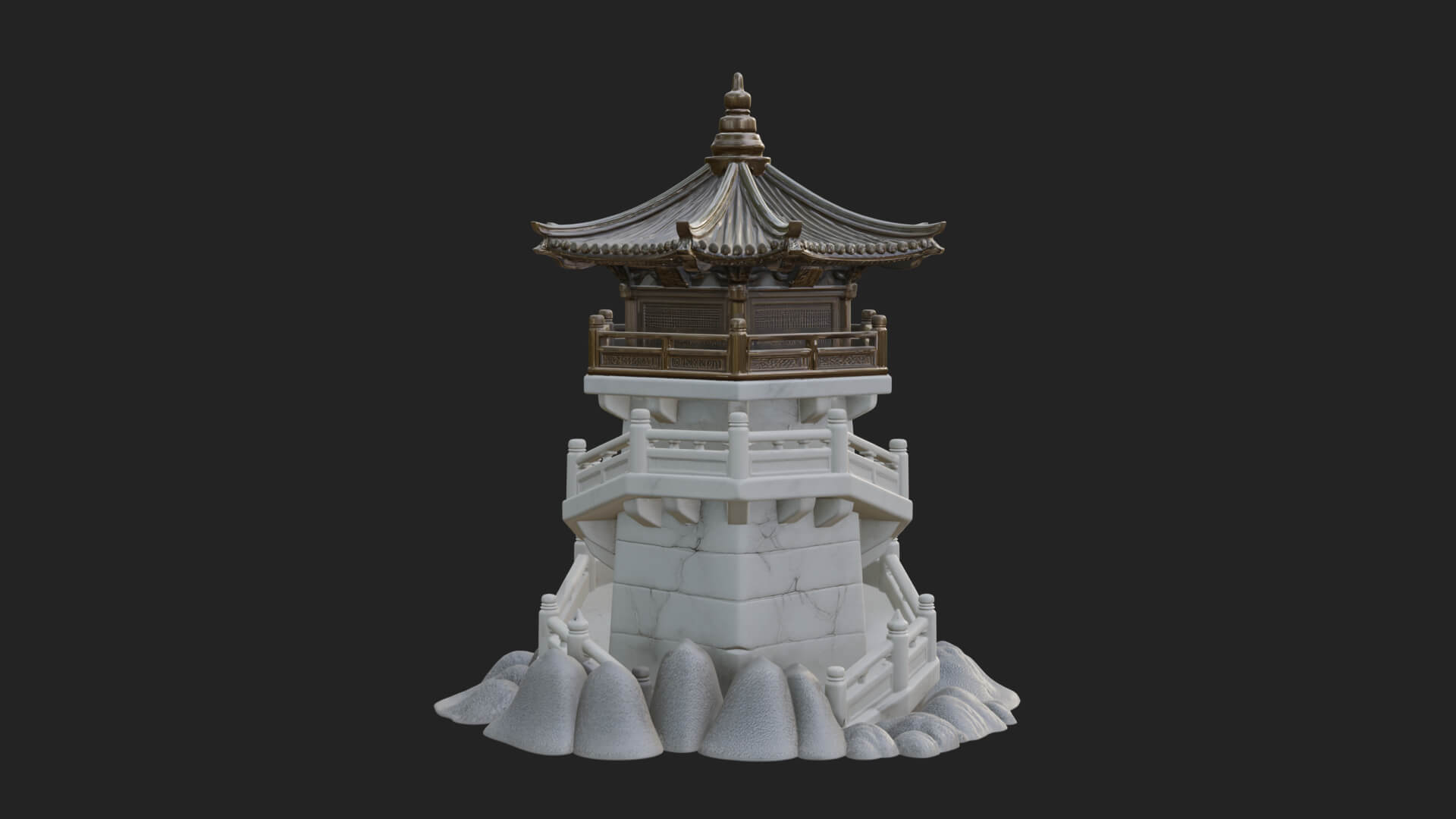 Fortified Pagoda Tower Design 10 3D Print Model 3D Model