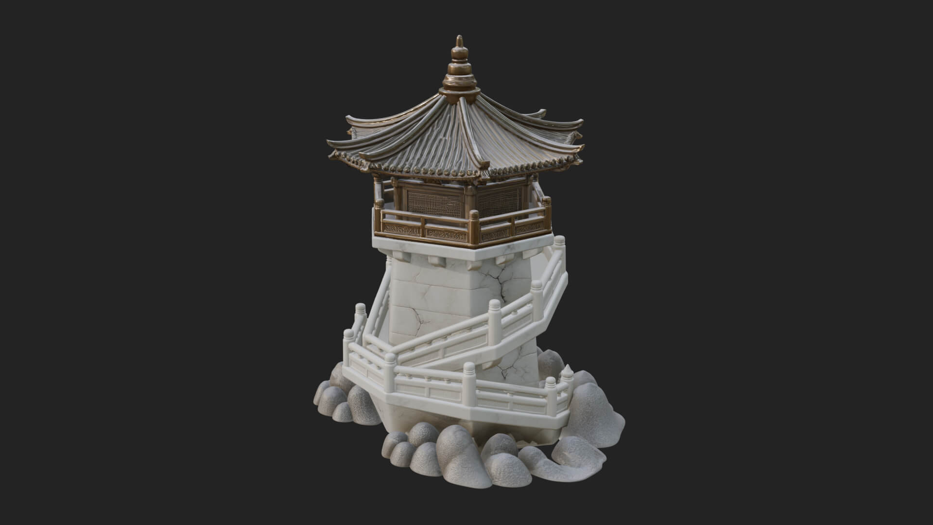 Fortified Pagoda Tower Design 10 3D Print Model 3D Model