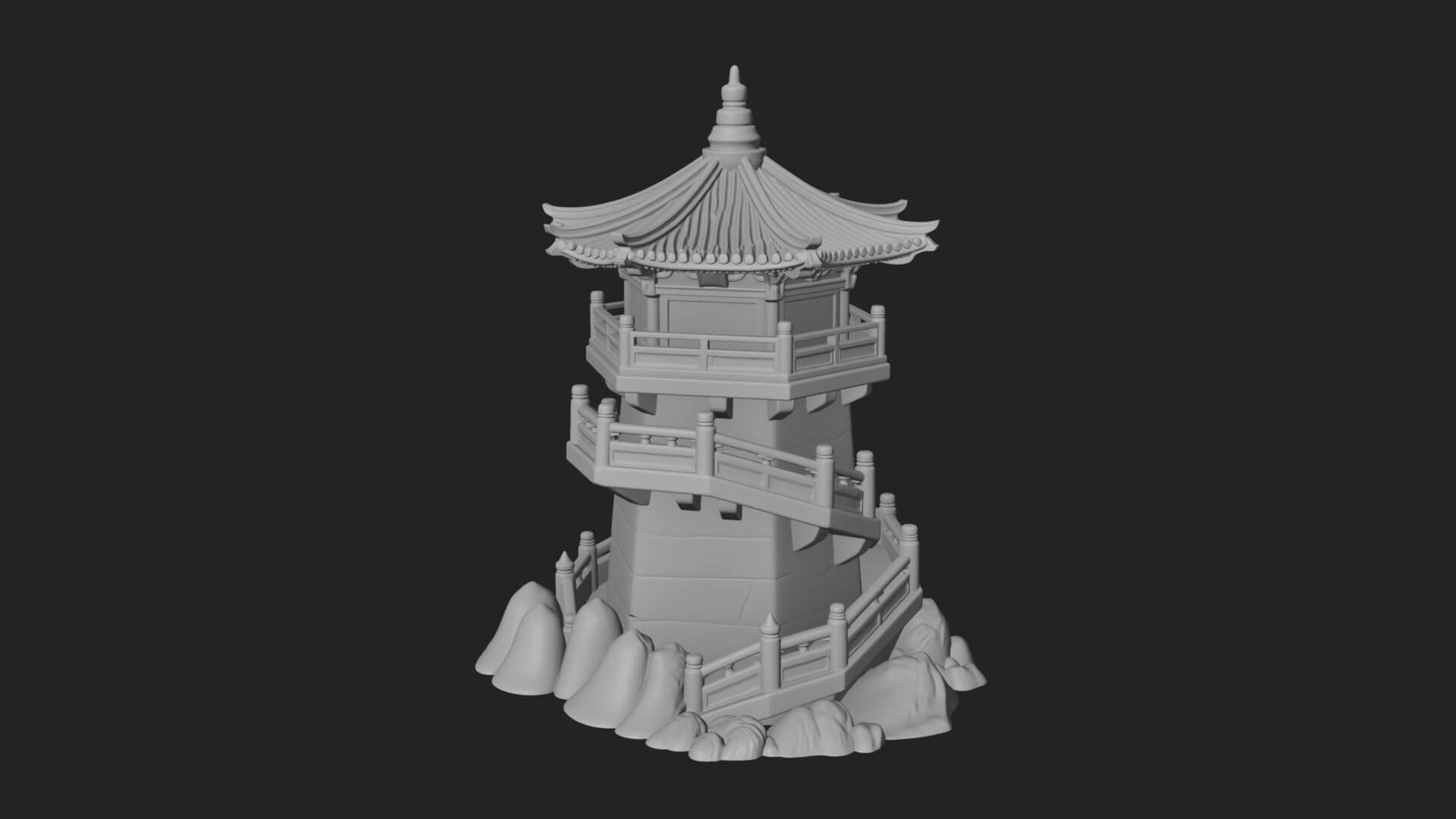 Fortified Pagoda Tower Design 10 3D Print Model 3D Model