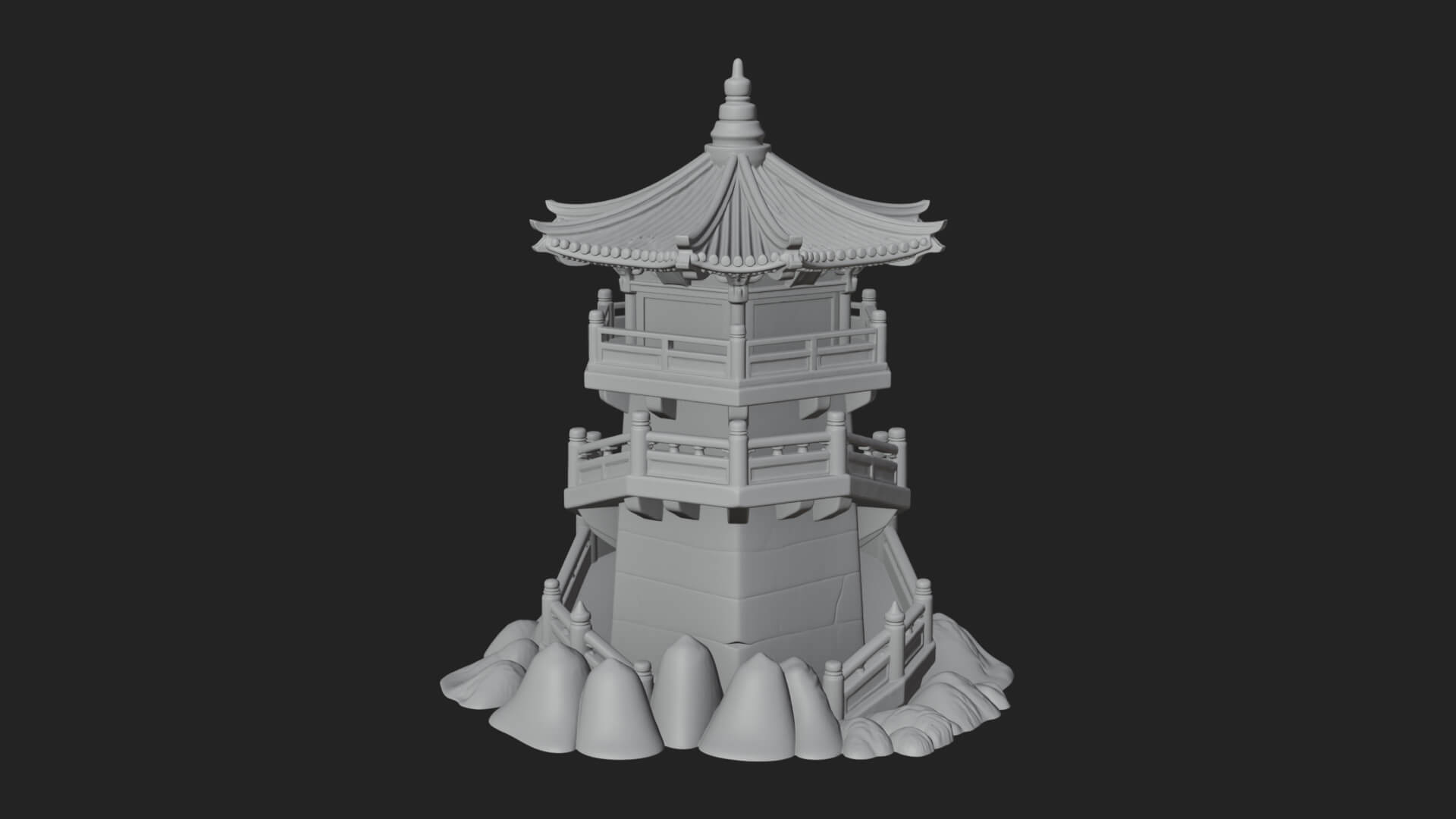 Fortified Pagoda Tower Design 10 3D Print Model 3D Model
