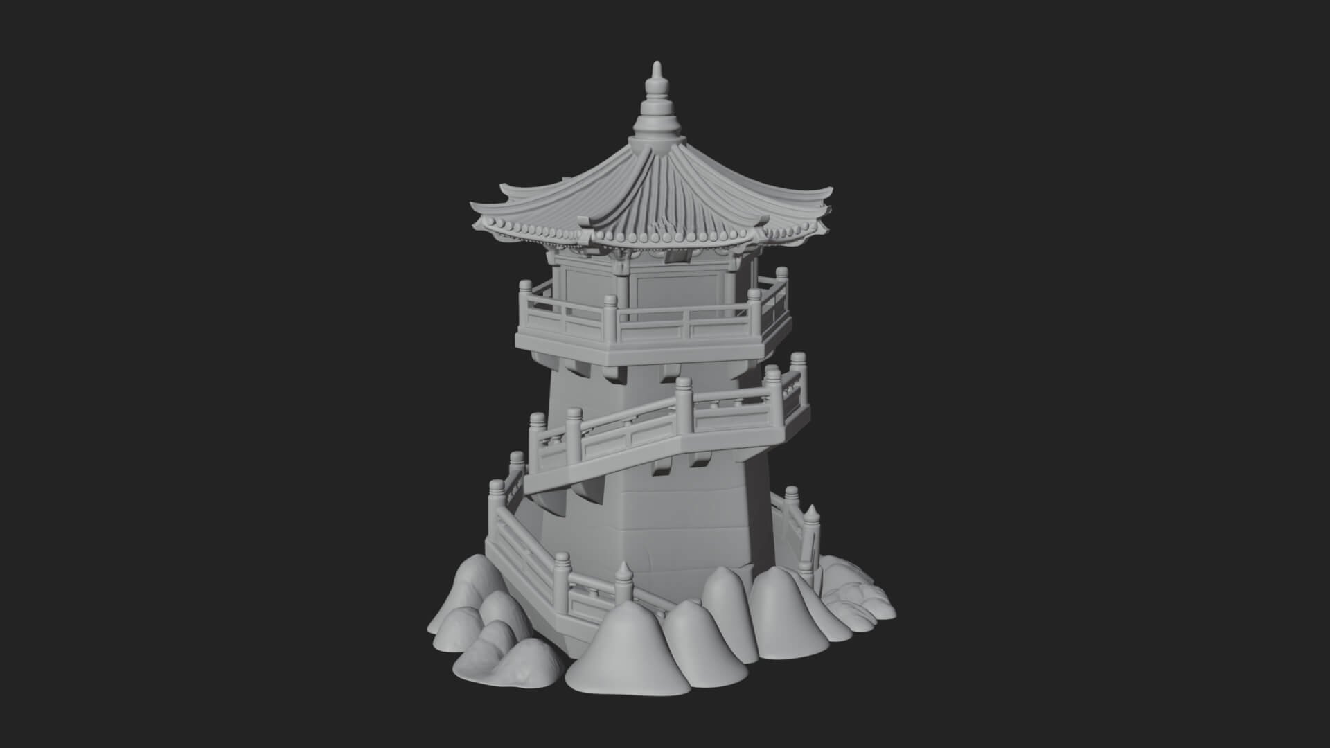Fortified Pagoda Tower Design 10 3D Print Model 3D Model