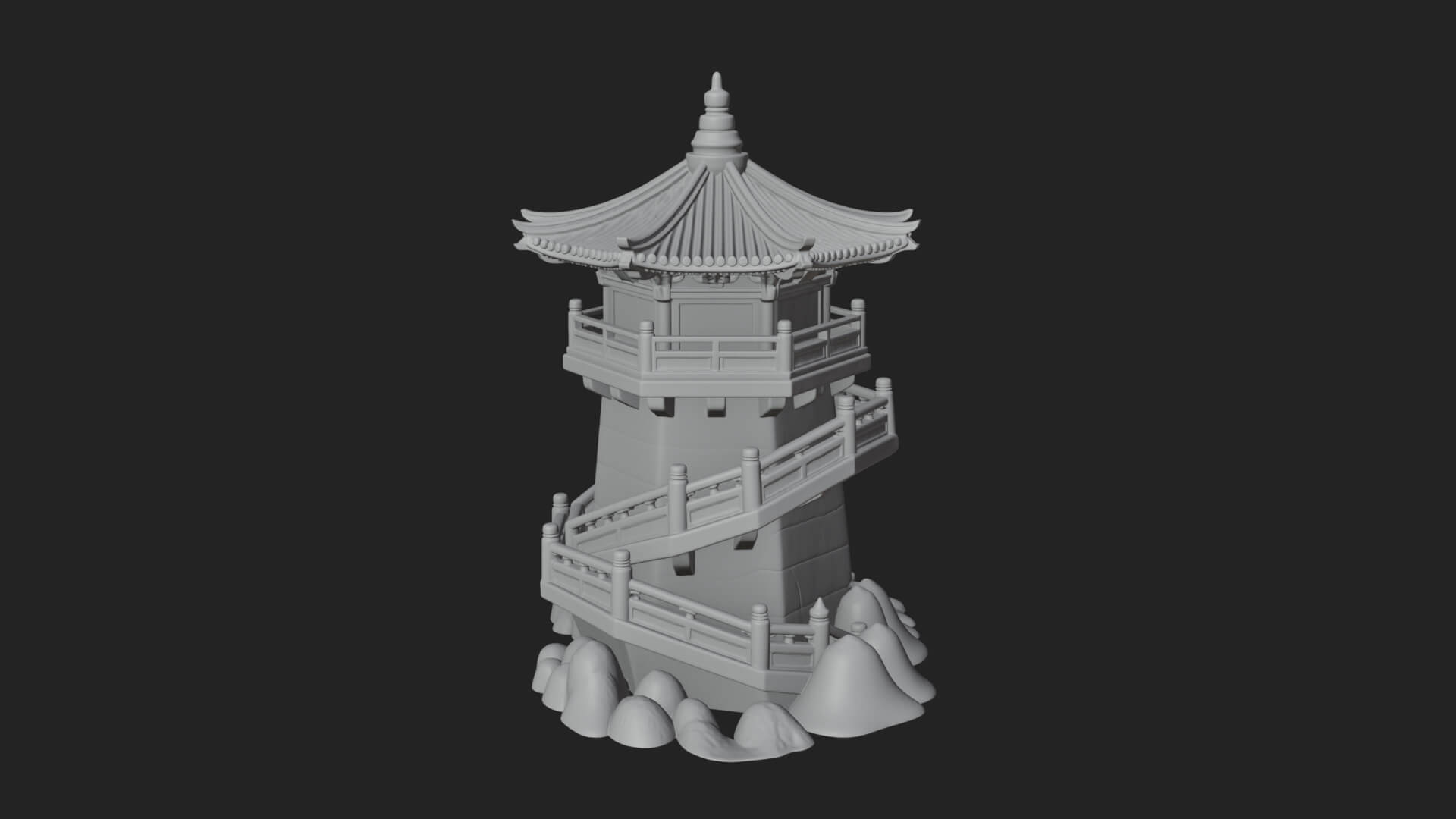 Fortified Pagoda Tower Design 10 3D Print Model 3D Model