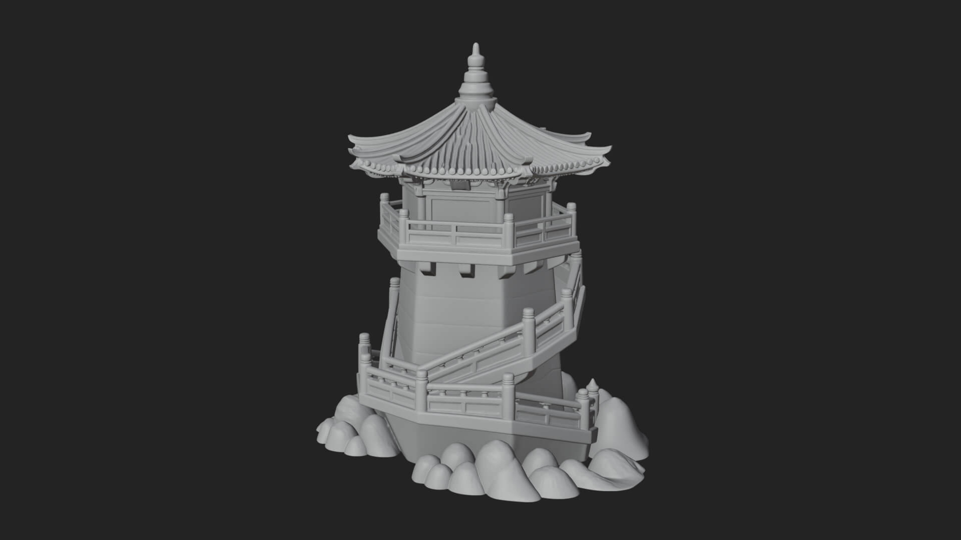 Fortified Pagoda Tower Design 10 3D Print Model 3D Model