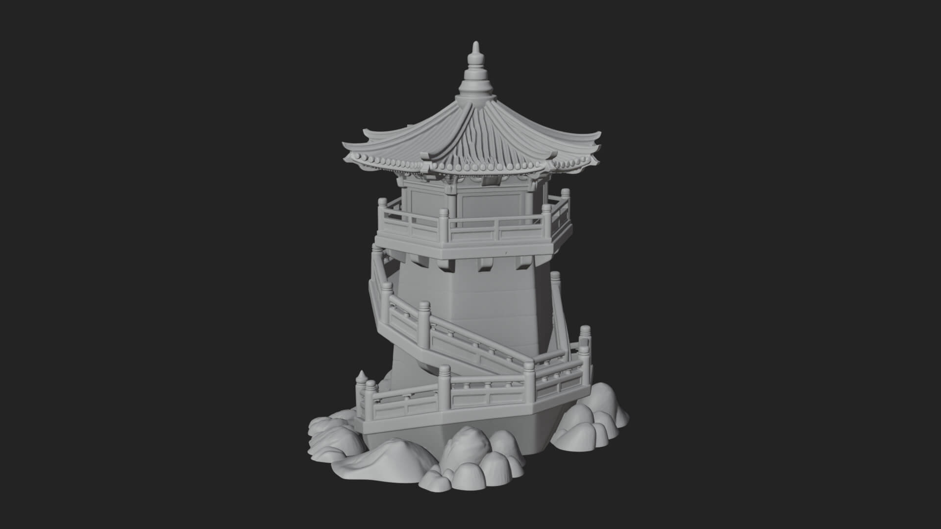 Fortified Pagoda Tower Design 10 3D Print Model 3D Model