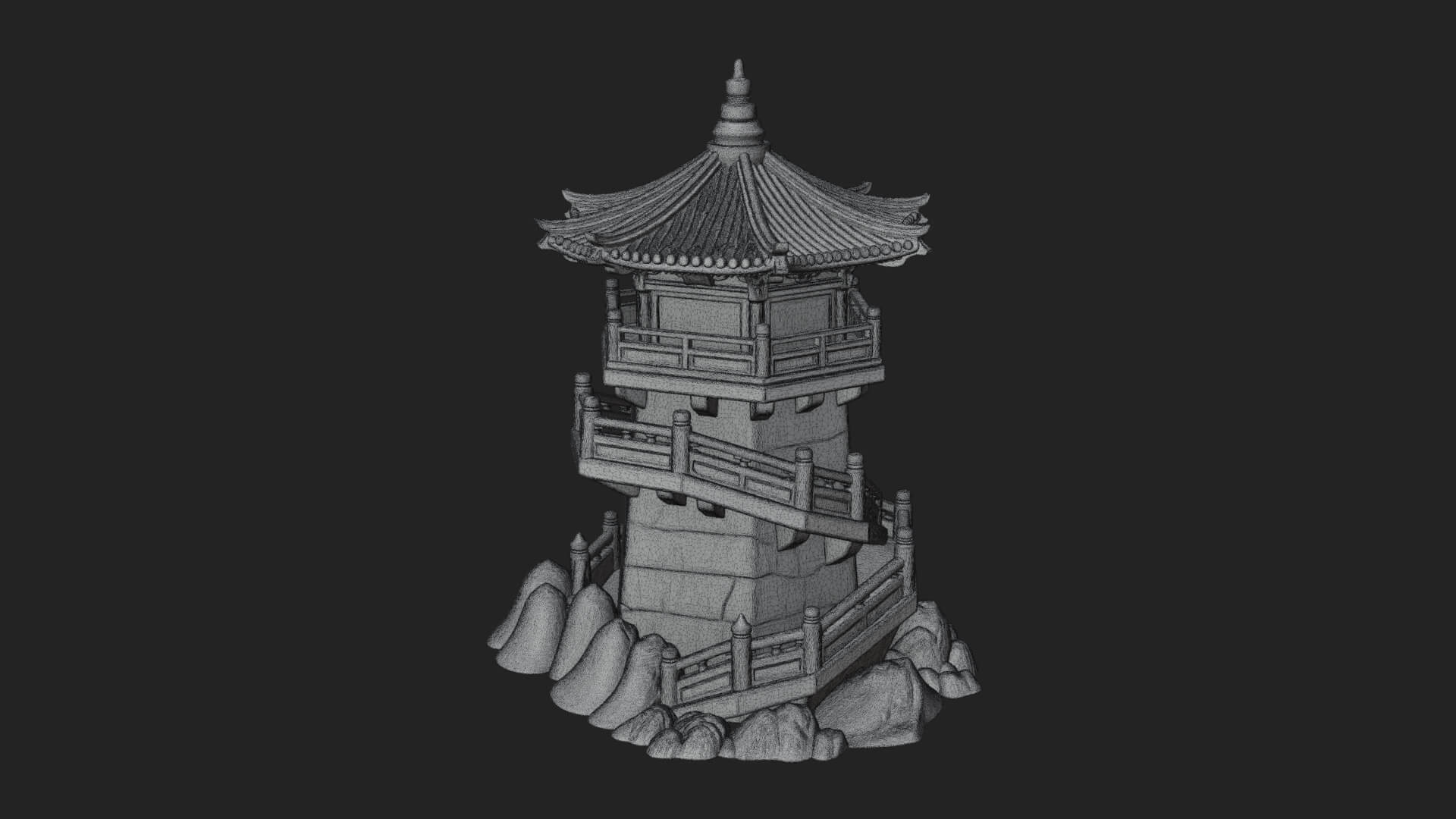 Fortified Pagoda Tower Design 10 3D Print Model 3D Model