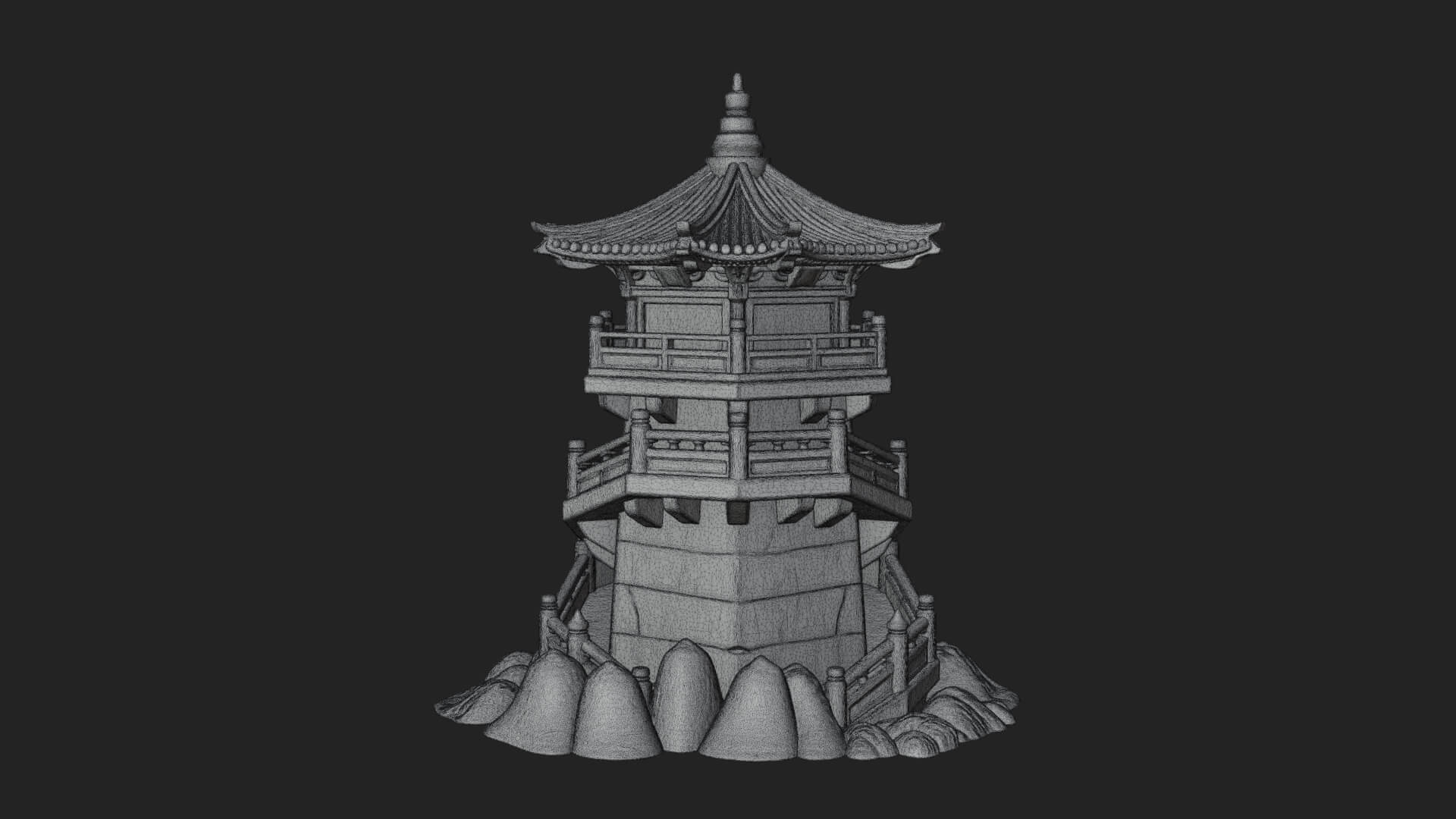 Fortified Pagoda Tower Design 10 3D Print Model 3D Model