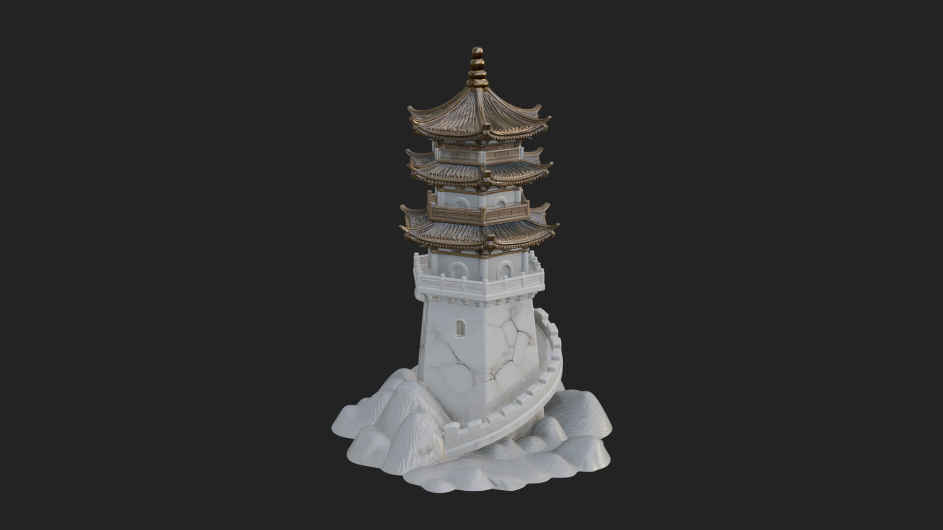 Fortified Pagoda Tower Design 11 3D Print Model 3D Model