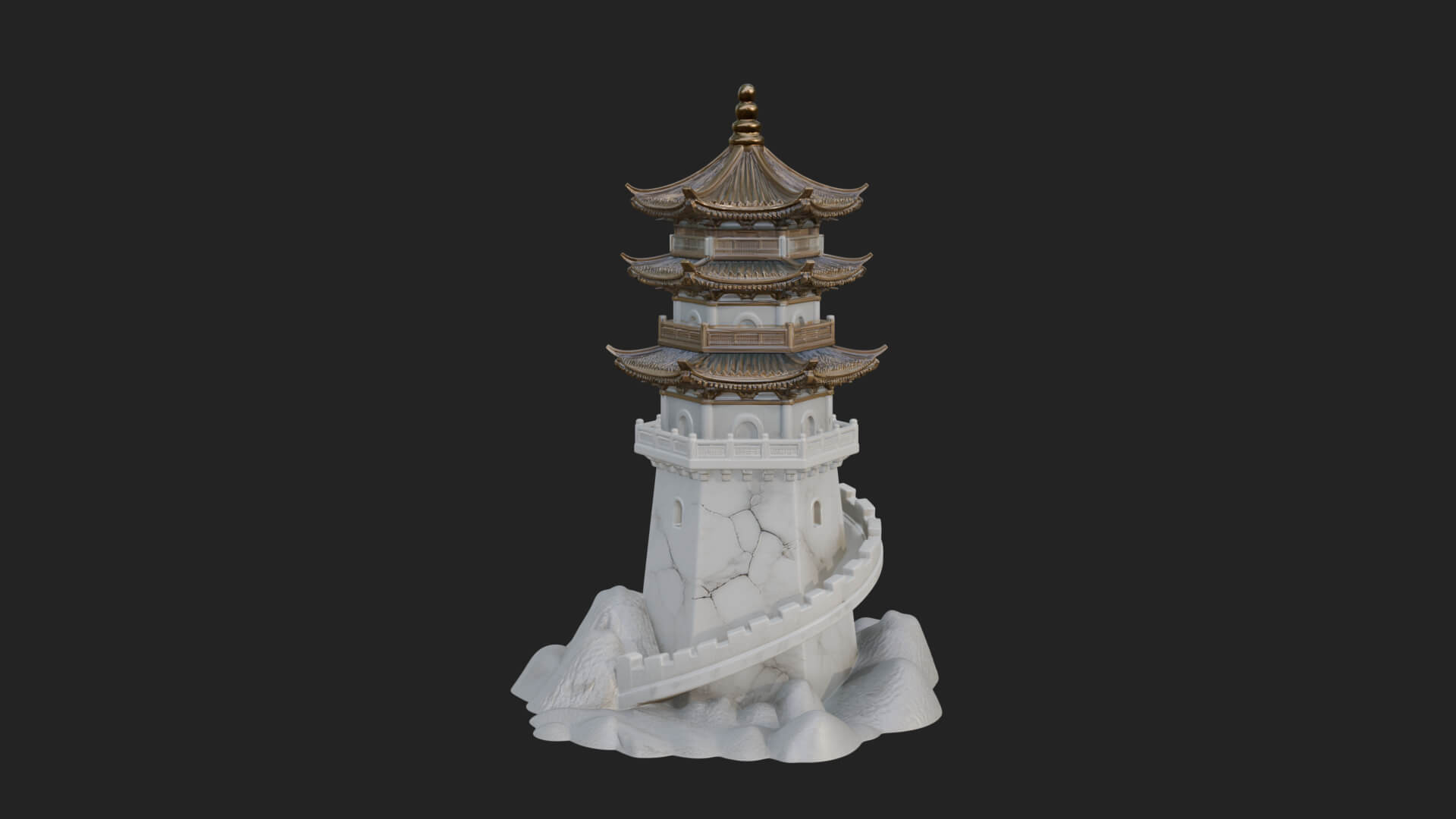 Fortified Pagoda Tower Design 11 3D Print Model 3D Model