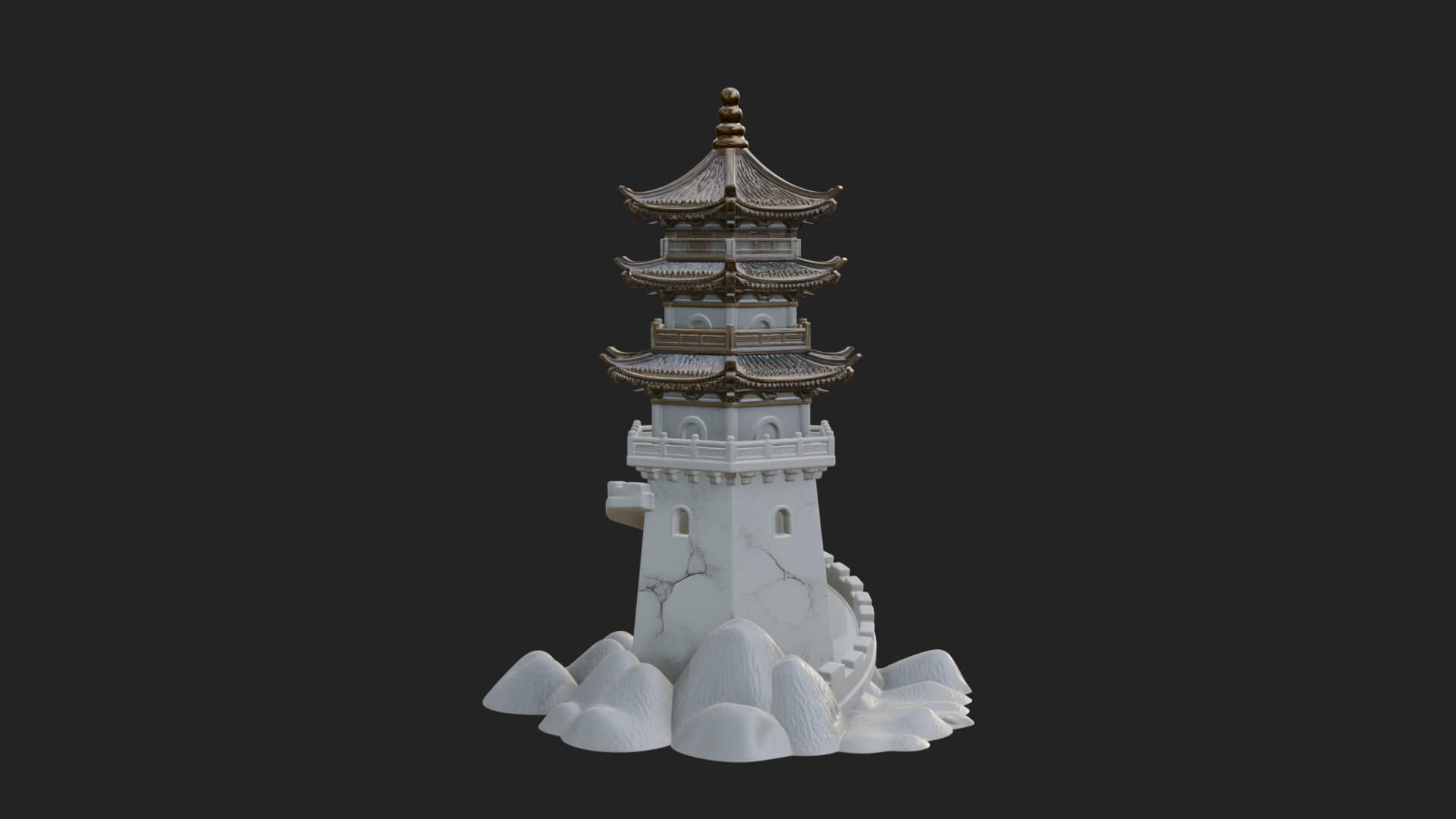 Fortified Pagoda Tower Design 11 3D Print Model 3D Model