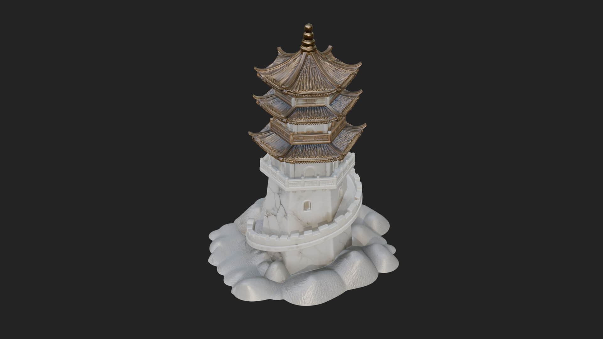 Fortified Pagoda Tower Design 11 3D Print Model 3D Model