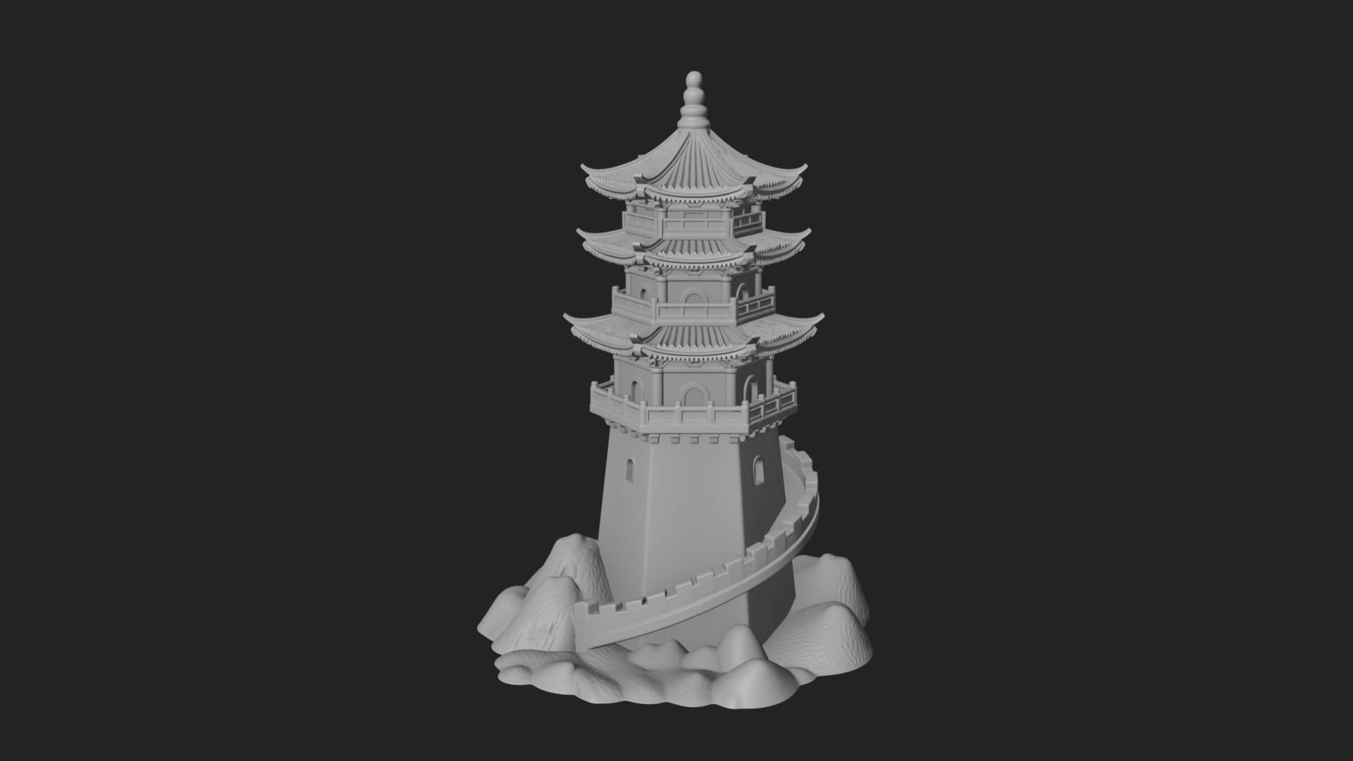 Fortified Pagoda Tower Design 11 3D Print Model 3D Model