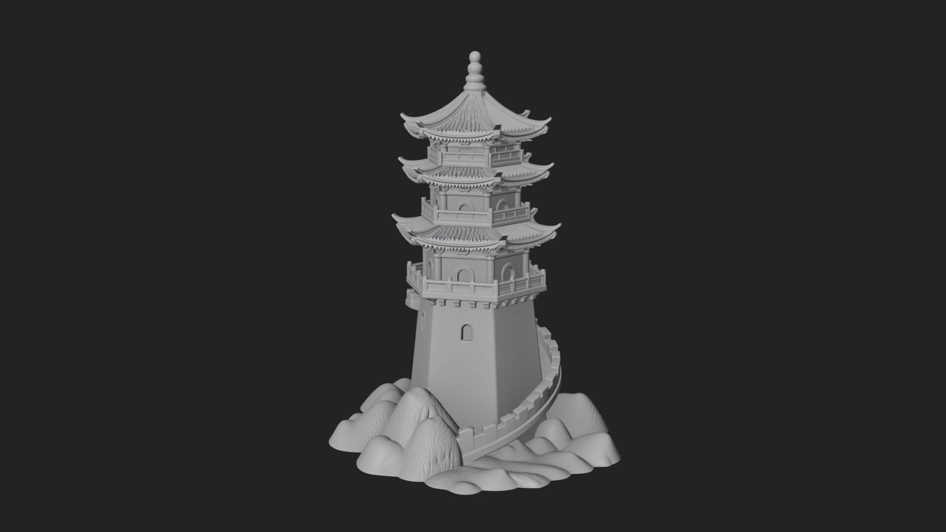Fortified Pagoda Tower Design 11 3D Print Model 3D Model