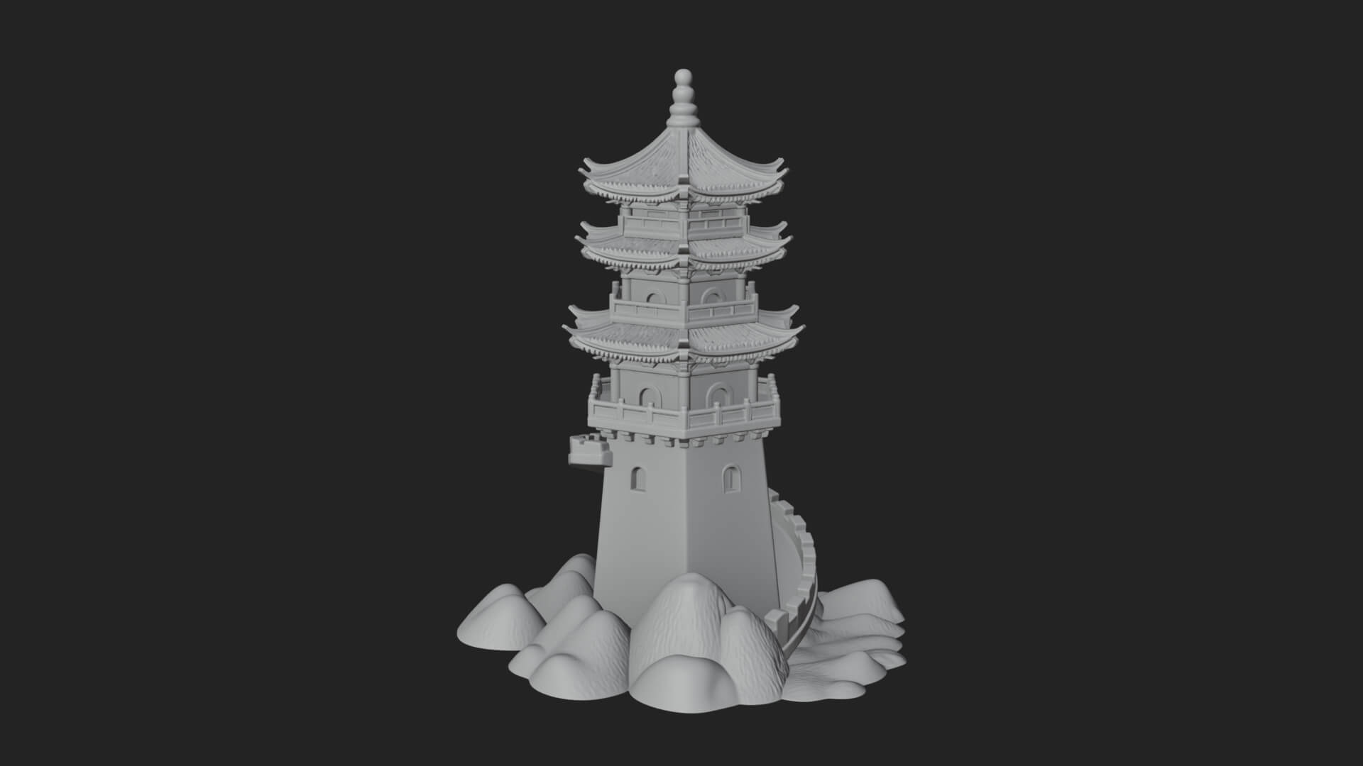 Fortified Pagoda Tower Design 11 3D Print Model 3D Model