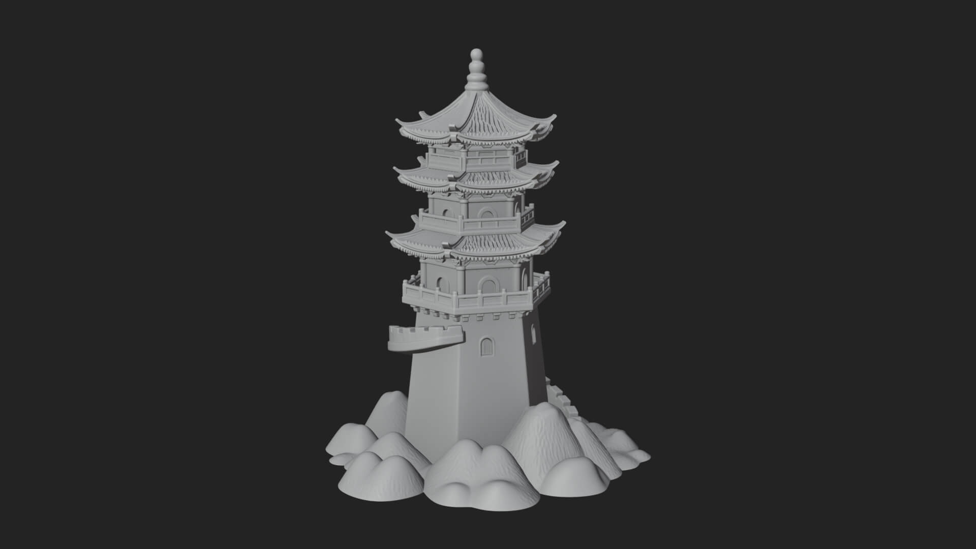 Fortified Pagoda Tower Design 11 3D Print Model 3D Model
