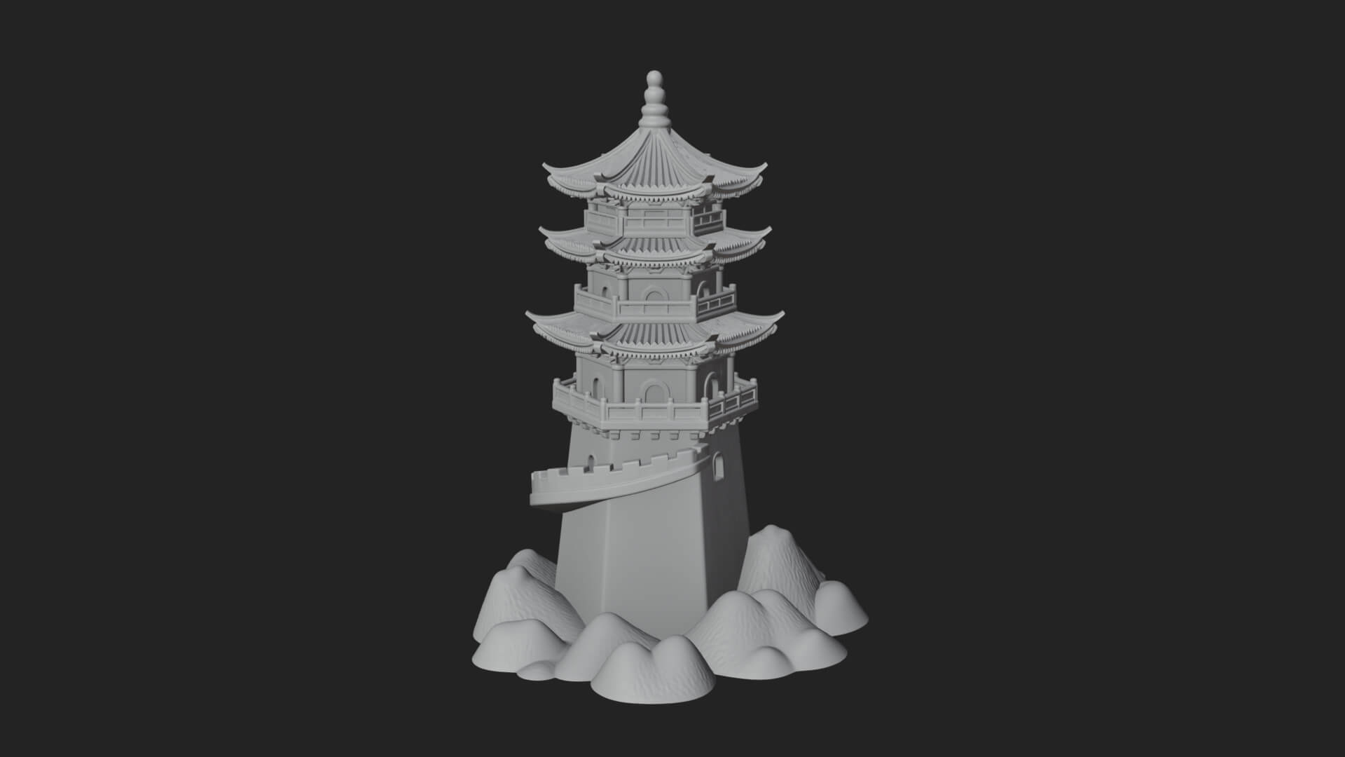 Fortified Pagoda Tower Design 11 3D Print Model 3D Model