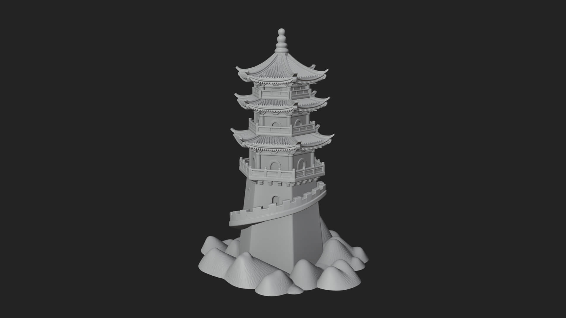 Fortified Pagoda Tower Design 11 3D Print Model 3D Model