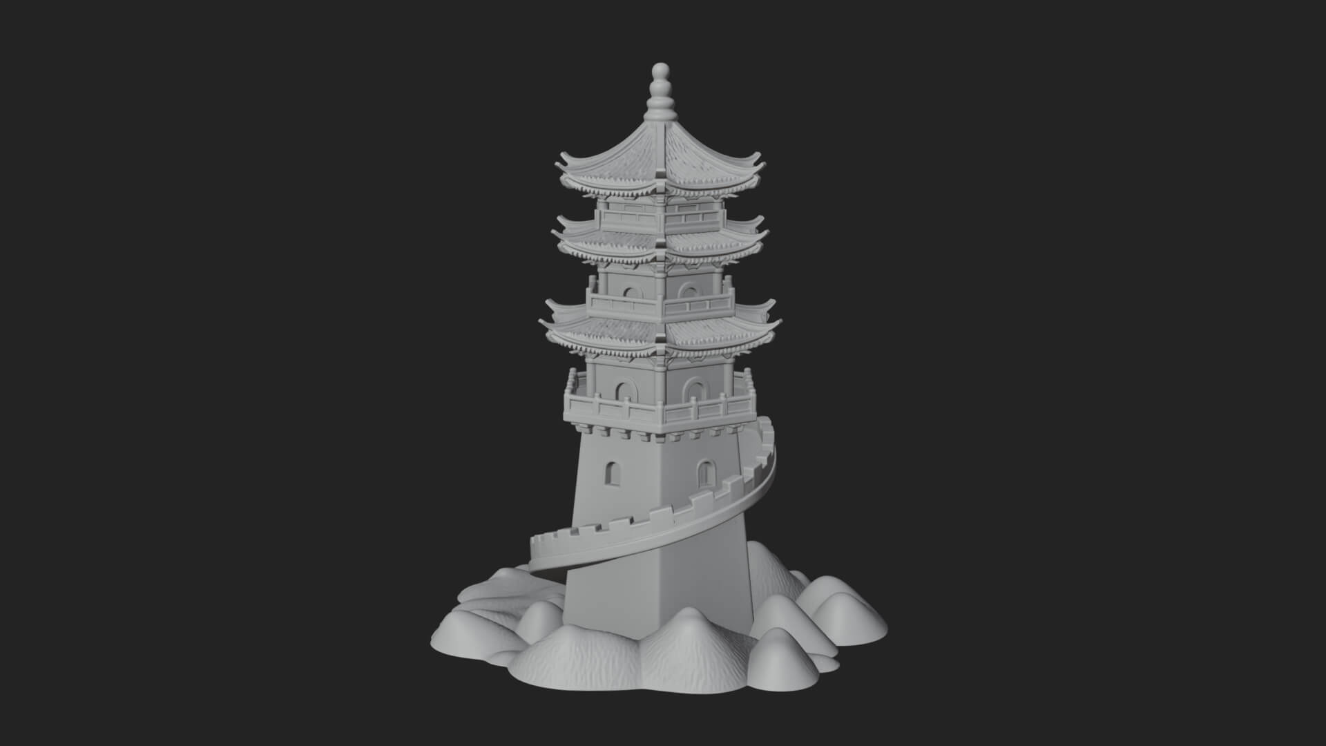 Fortified Pagoda Tower Design 11 3D Print Model 3D Model