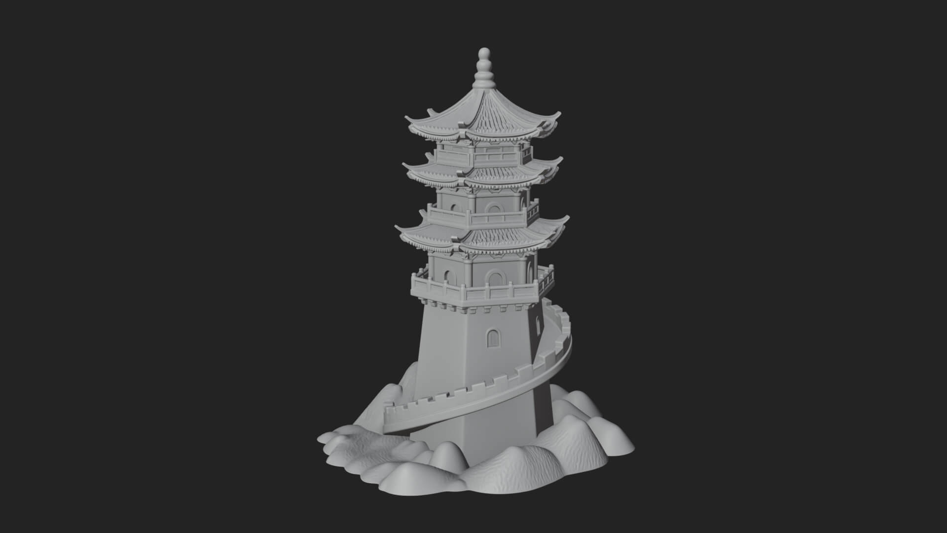 Fortified Pagoda Tower Design 11 3D Print Model 3D Model