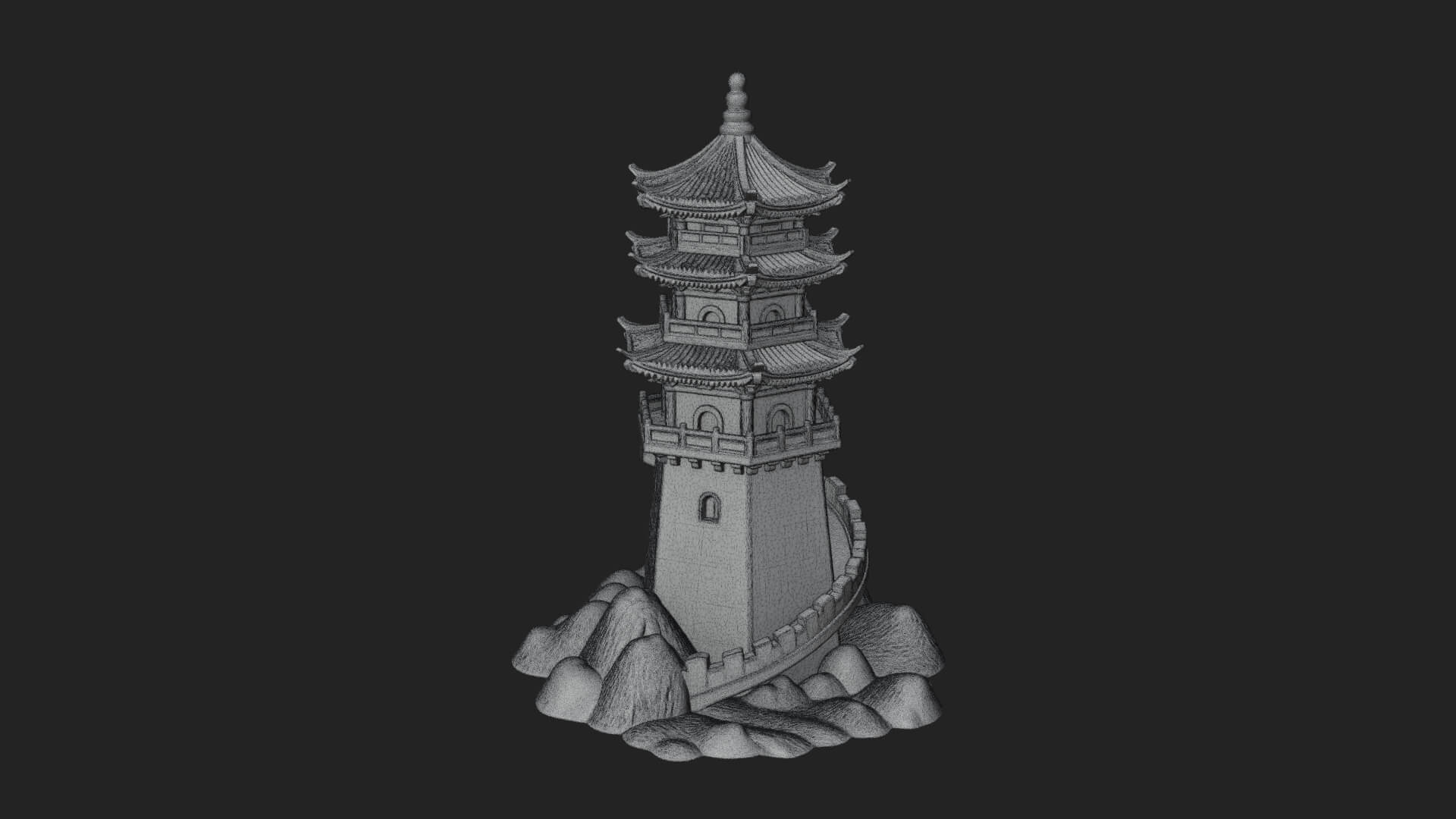 Fortified Pagoda Tower Design 11 3D Print Model 3D Model