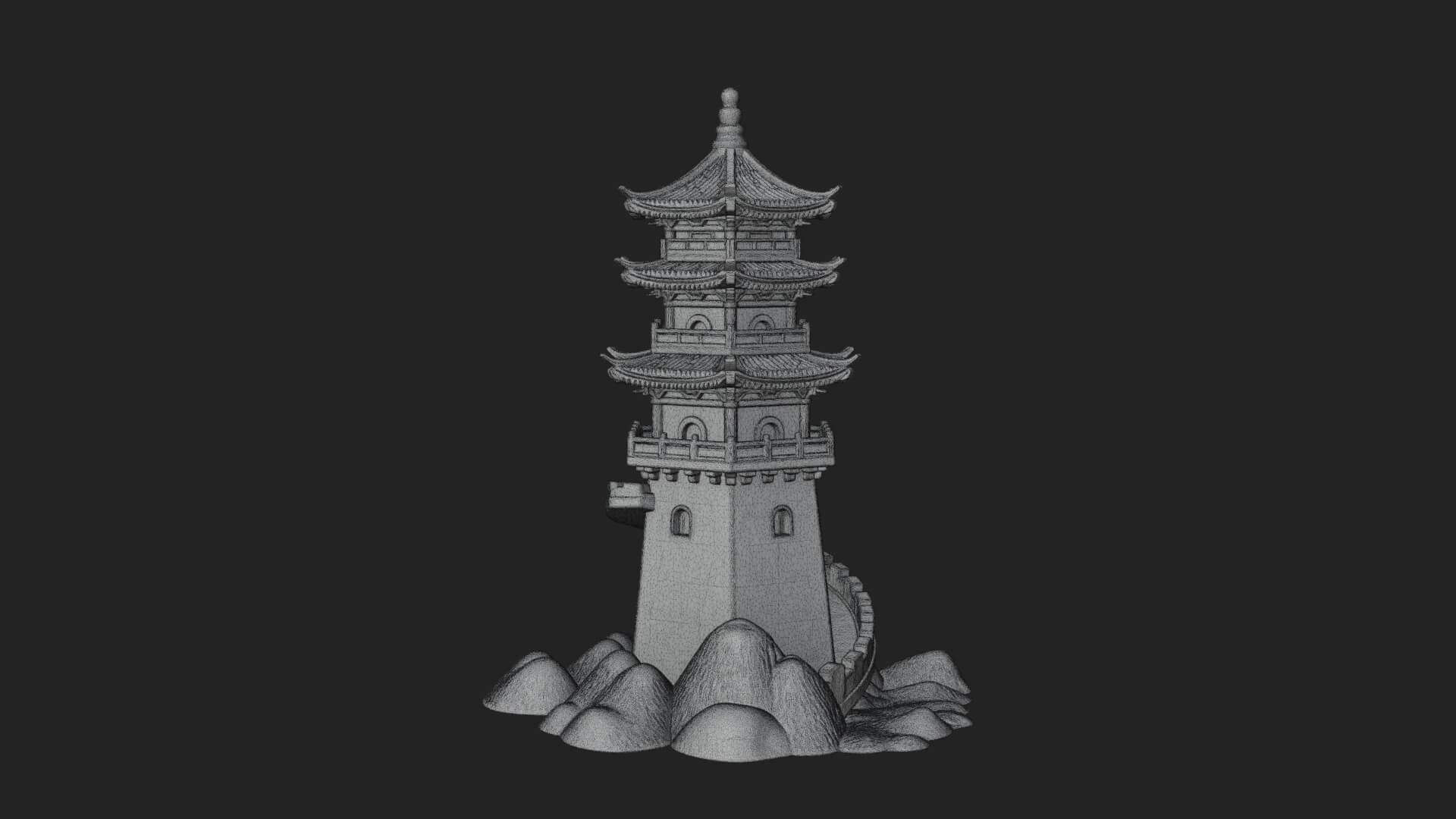 Fortified Pagoda Tower Design 11 3D Print Model 3D Model