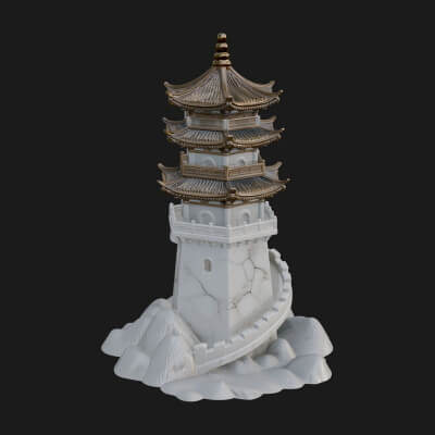 Fortified Pagoda Tower Design 11 3D Print Model