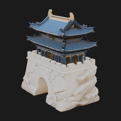 Fortified Pagoda Tower Design 13 3D Print Model