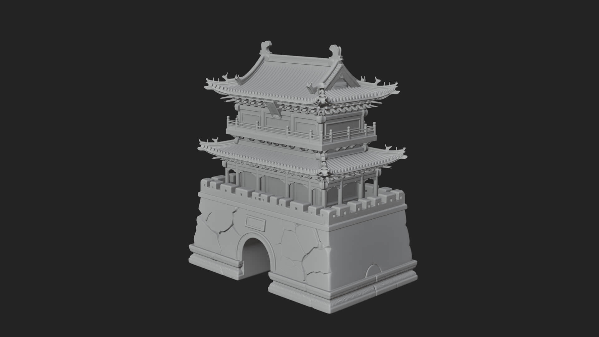 Fortified Pagoda Tower Design 15 3D Print Model 3D Model