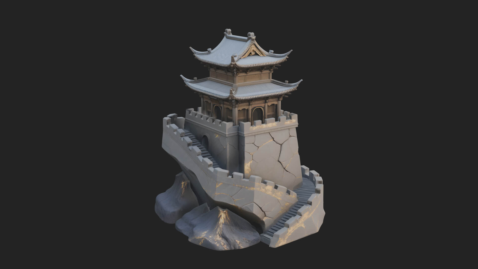 Fortified Pagoda Tower Design 2 3D Print Model 3D Model