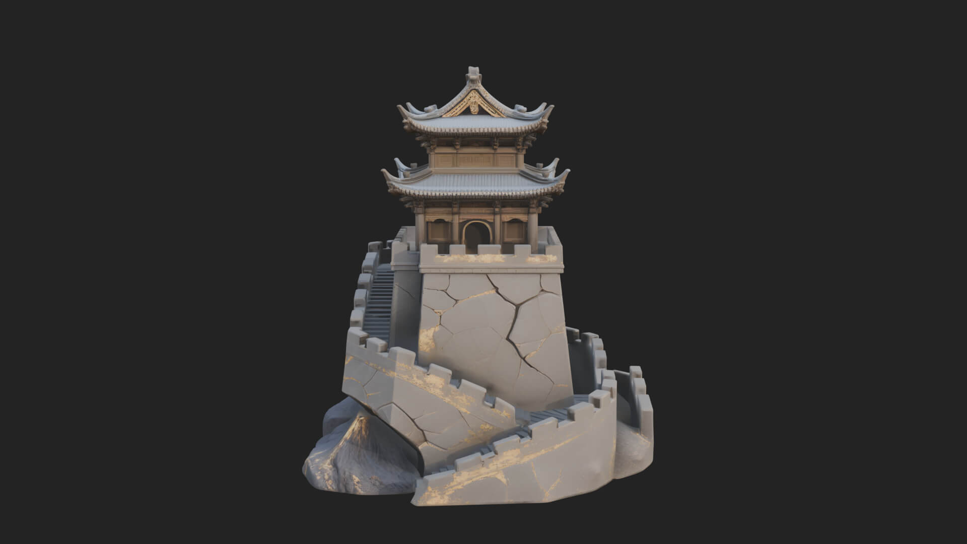 Fortified Pagoda Tower Design 2 3D Print Model 3D Model