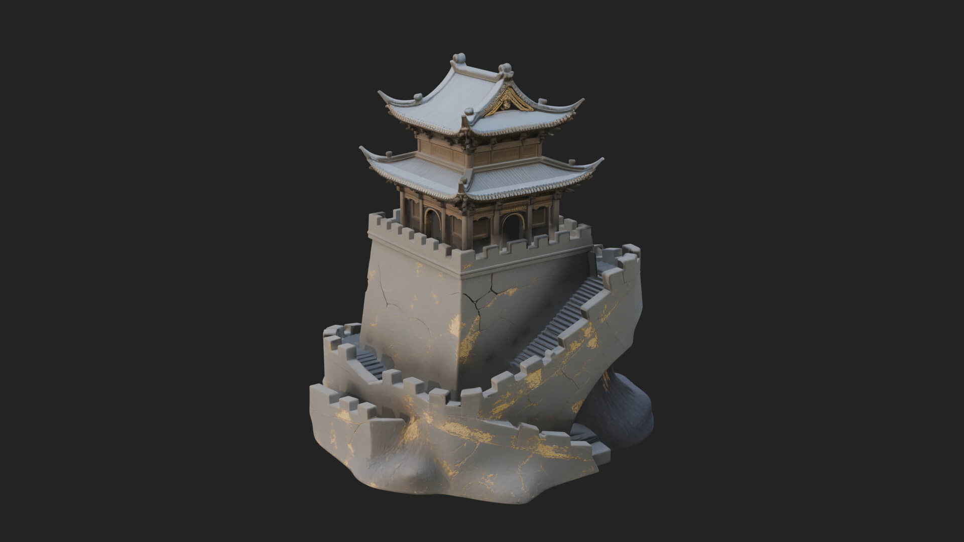 Fortified Pagoda Tower Design 2 3D Print Model 3D Model