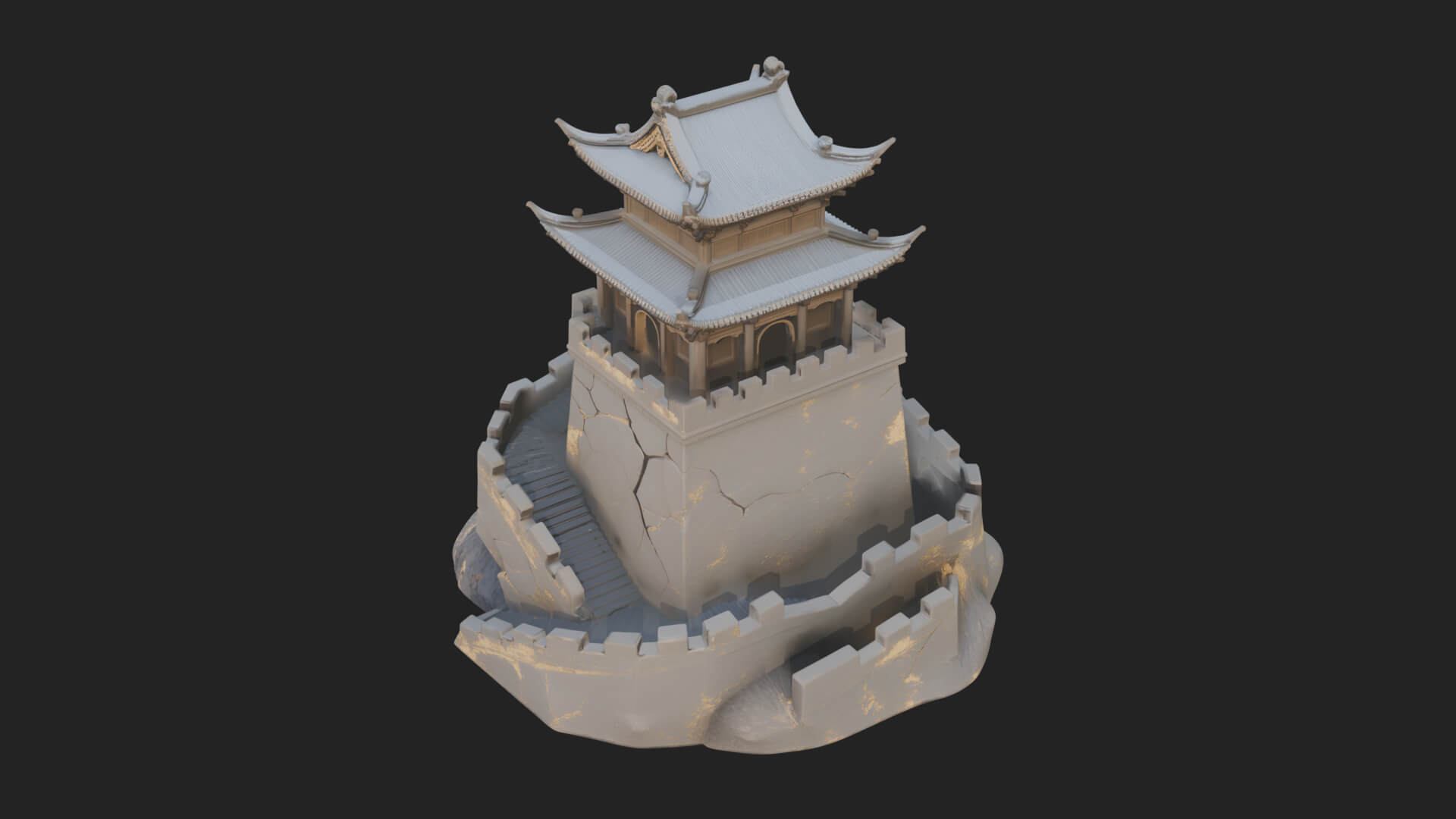 Fortified Pagoda Tower Design 2 3D Print Model 3D Model
