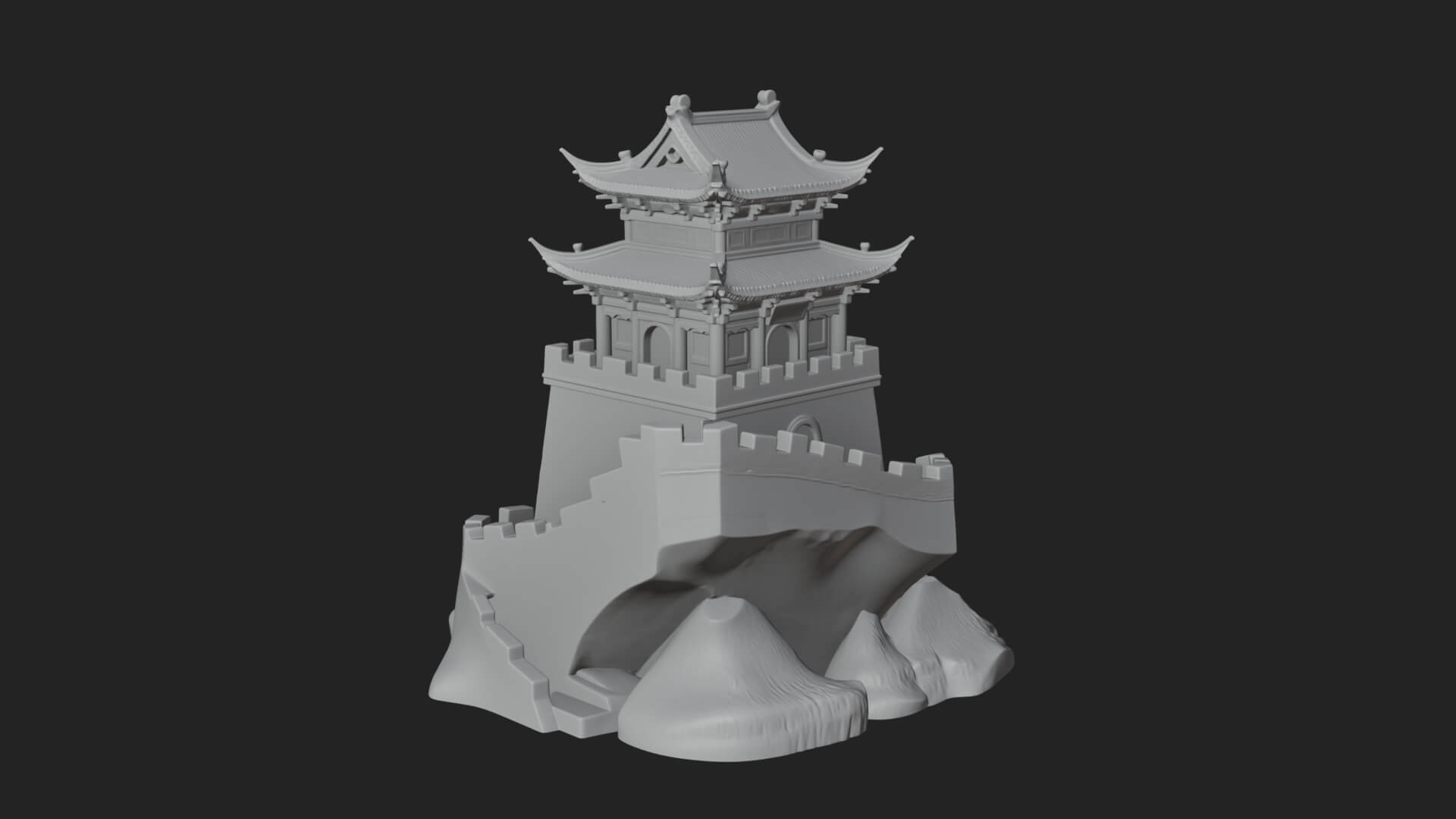 Fortified Pagoda Tower Design 2 3D Print Model 3D Model