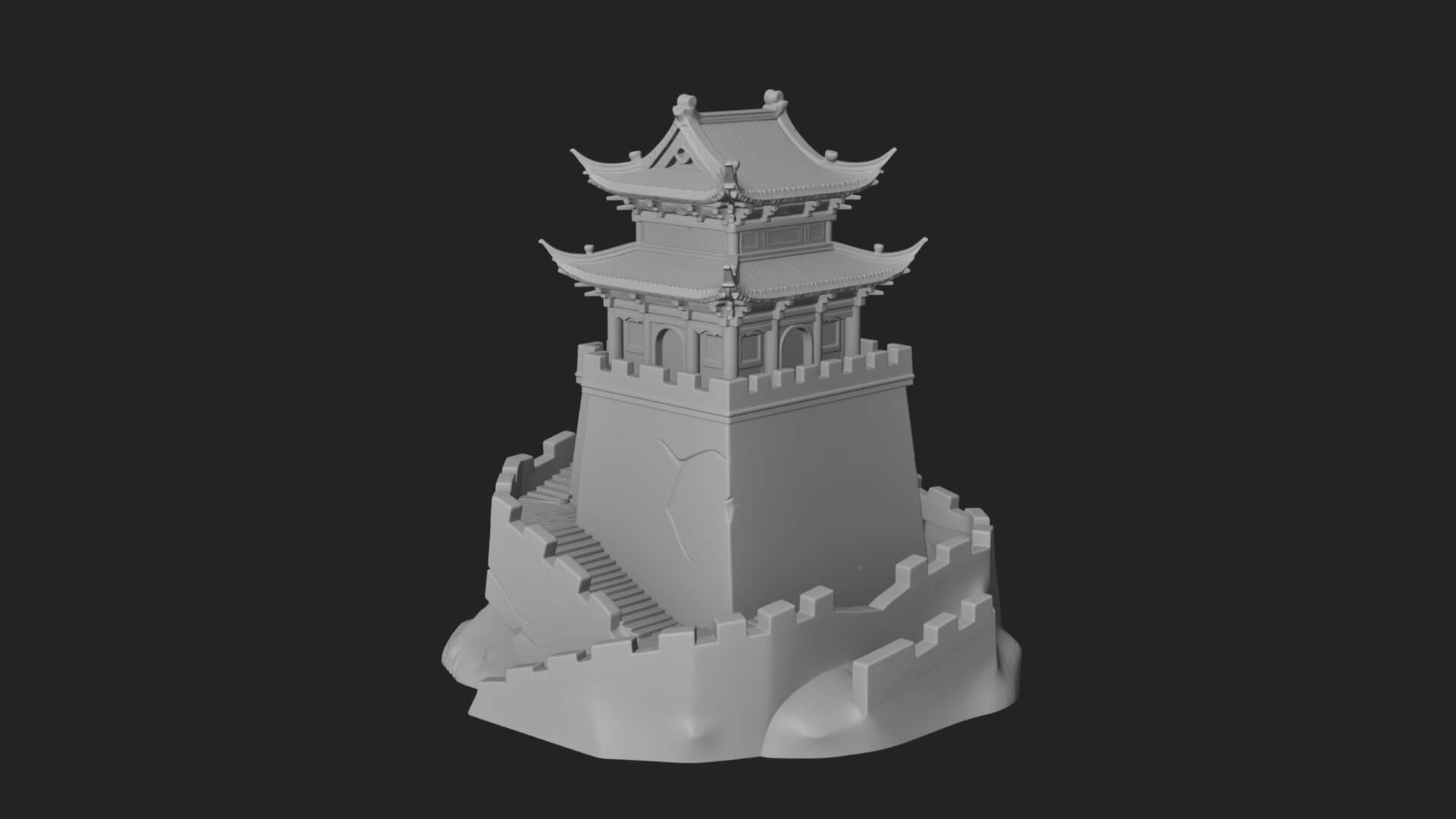 Fortified Pagoda Tower Design 2 3D Print Model 3D Model