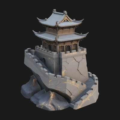 Fortified Pagoda Tower Design 2 3D Print Model