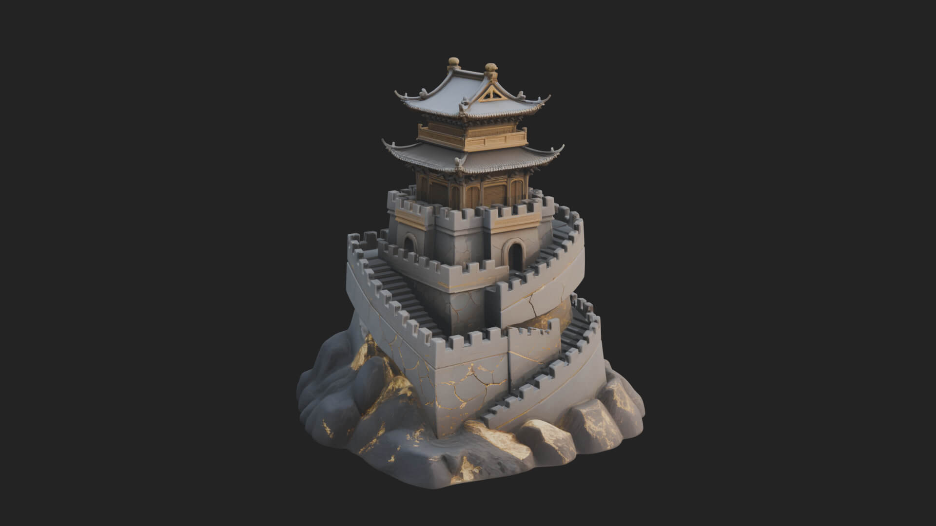 Fortified Pagoda Tower Design 3 3D Print Model 3D Model