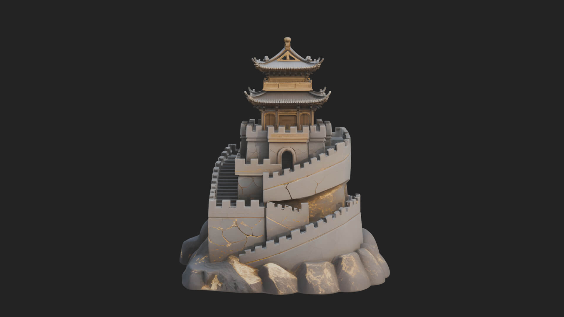 Fortified Pagoda Tower Design 3 3D Print Model 3D Model
