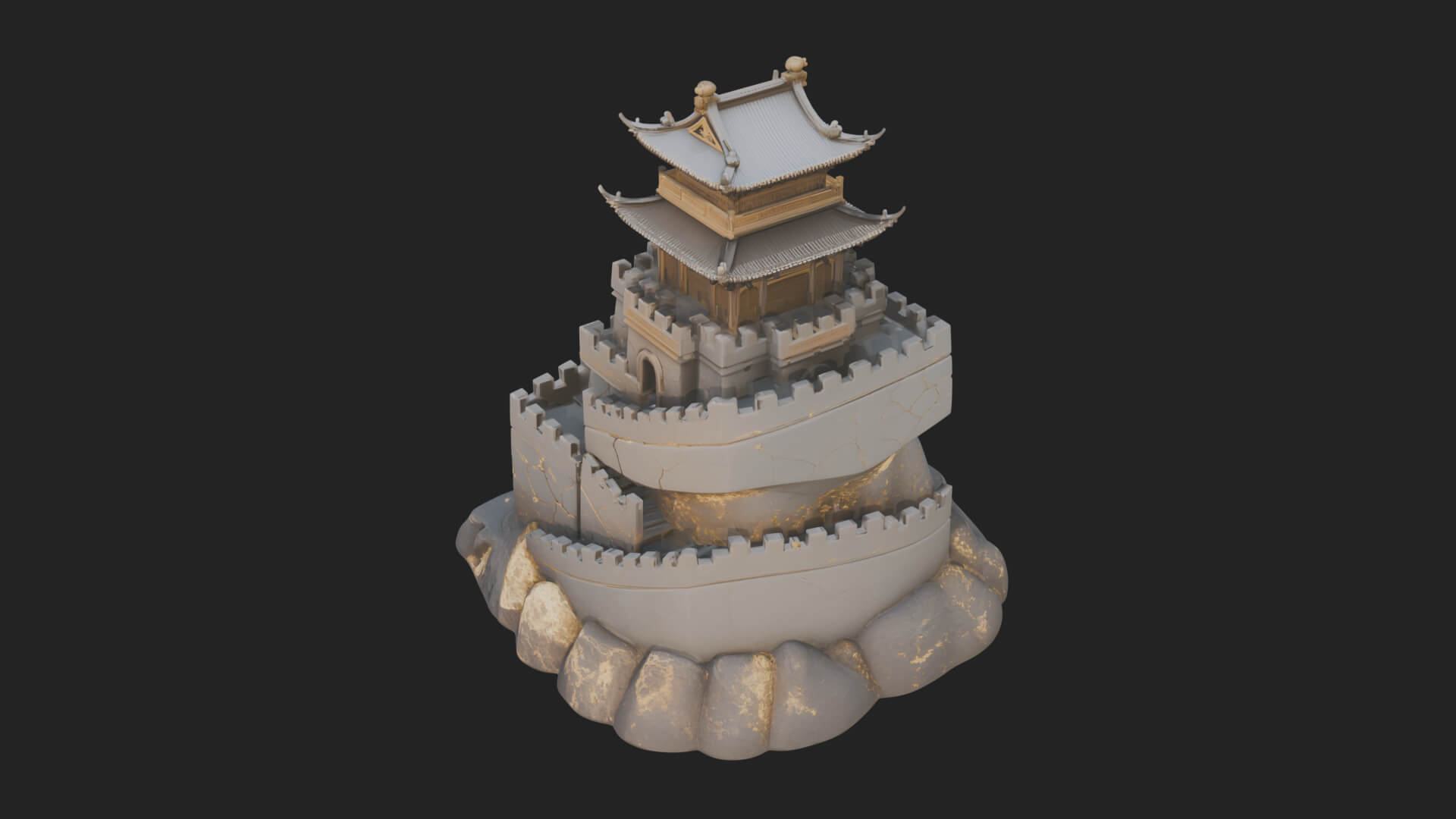 Fortified Pagoda Tower Design 3 3D Print Model 3D Model