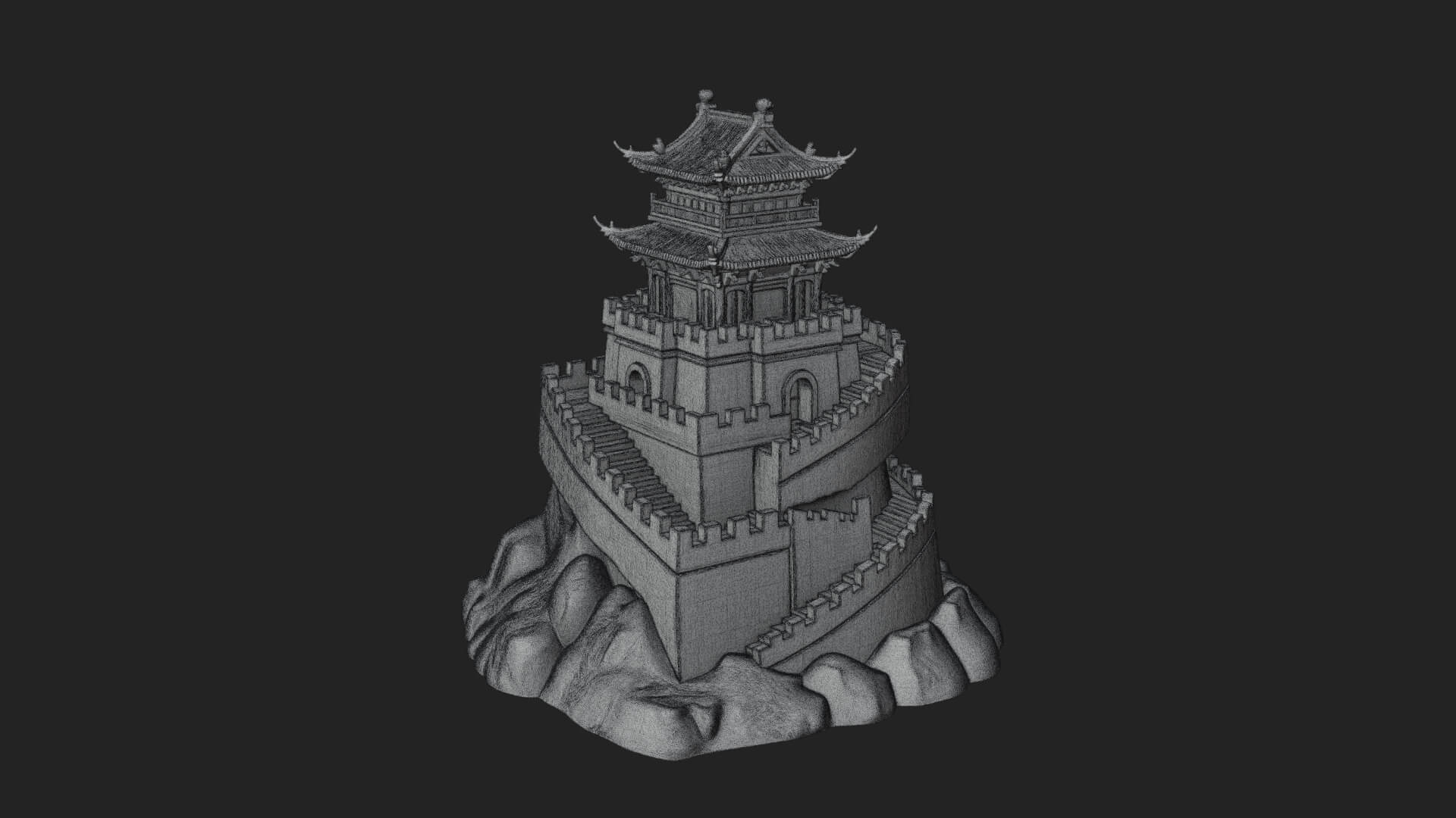 Fortified Pagoda Tower Design 3 3D Print Model 3D Model